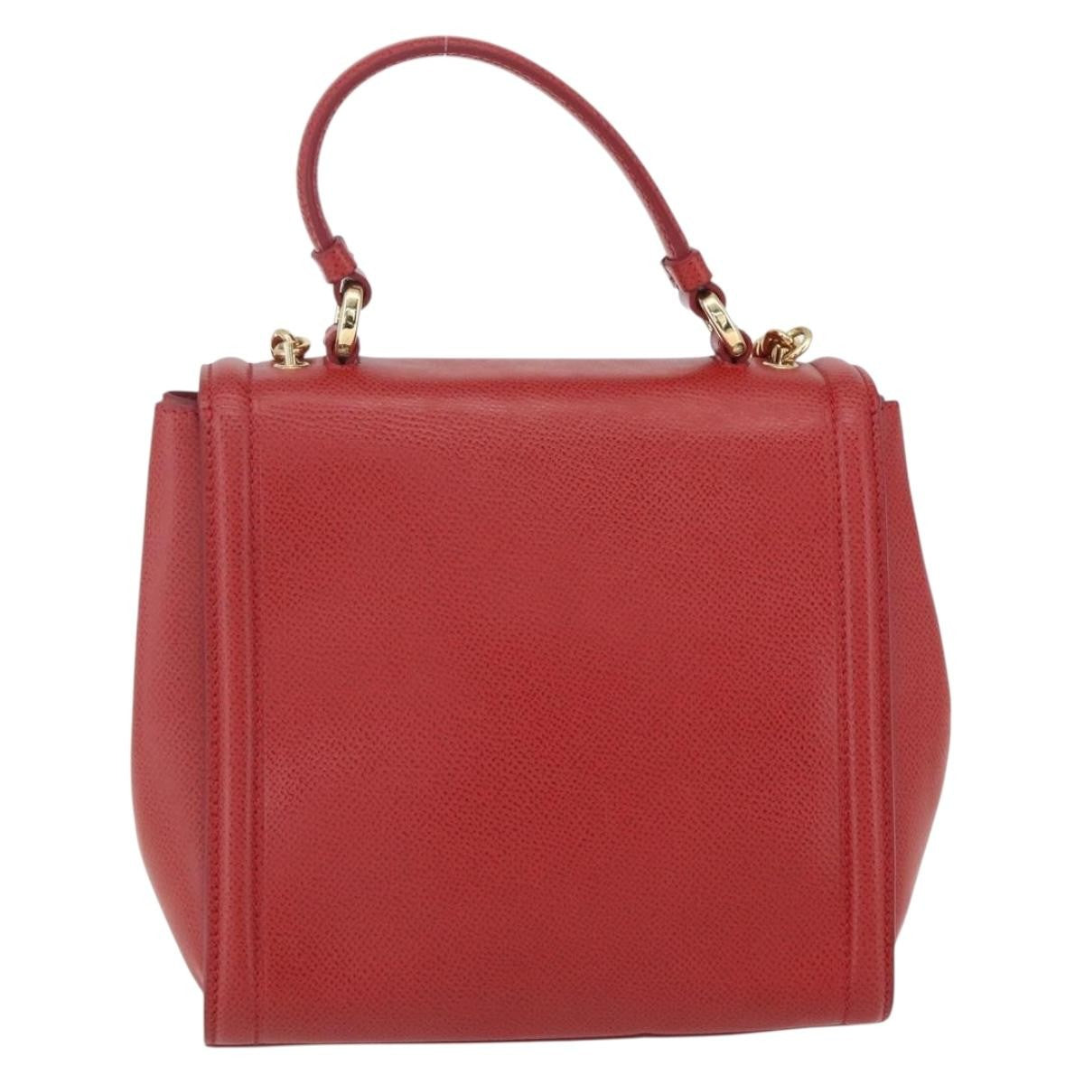Salvatore Ferragamo Carrie Vara Saffiano Leather Red Leather Shoulder Bag Bag (Pre-Owned)