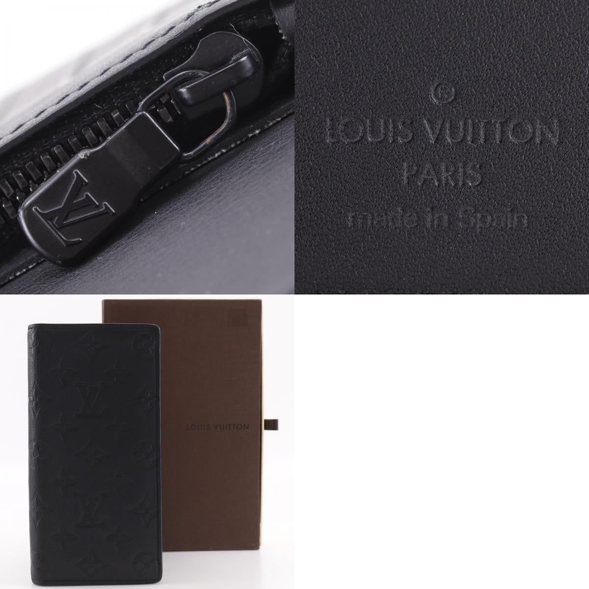 Louis Vuitton Brazza Monogram Shadow Leather Black Leather Wallets Accessory (Pre-Owned)