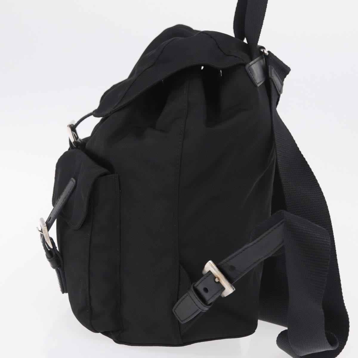 Prada Double Pocket Backpack Chain Re-Nylon Black Nylon Shoulder Bag Bag (Pre-Owned)