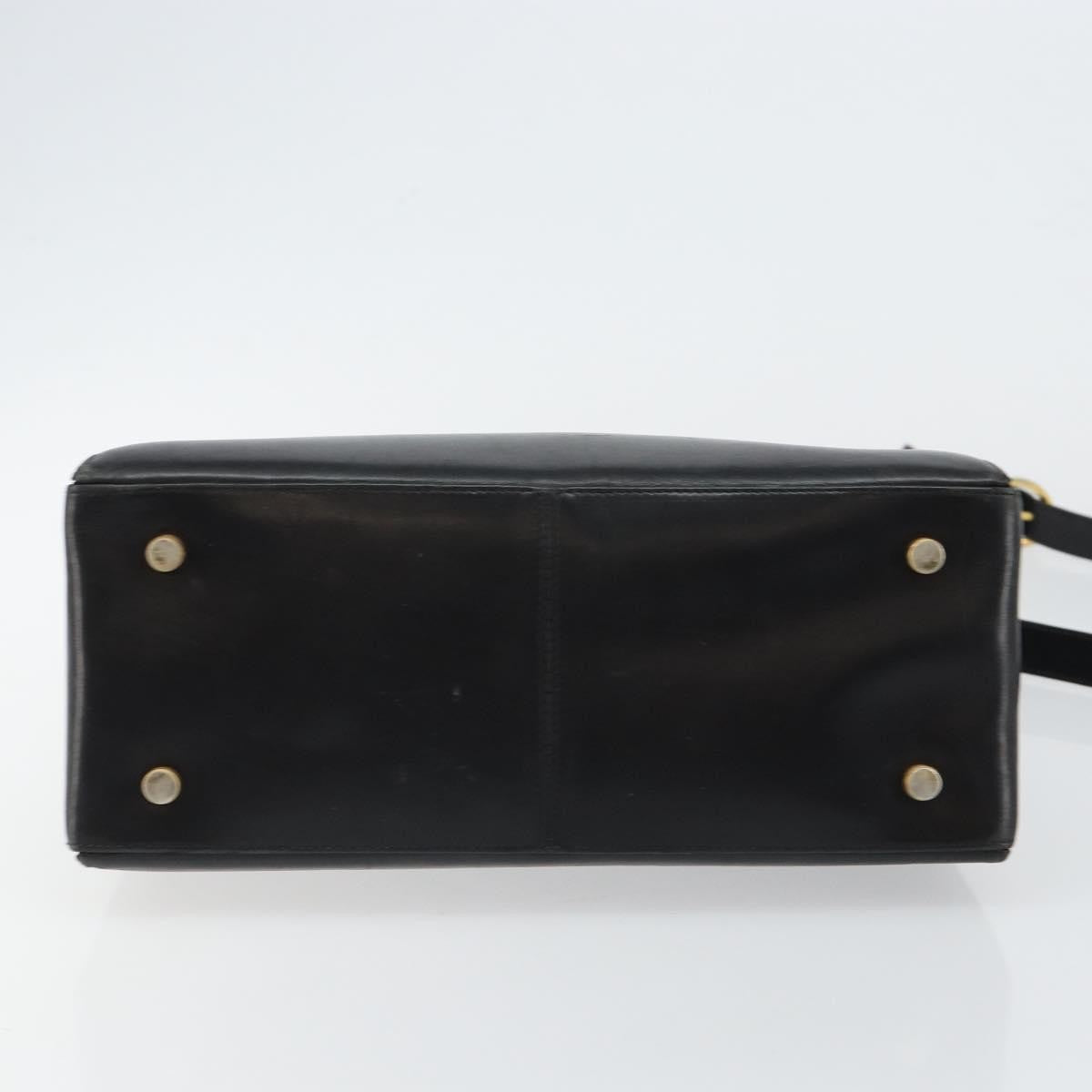Salvatore Ferragamo Gancini Convertible Top Handle Leather Black Leather Handbag (Pre-Owned)