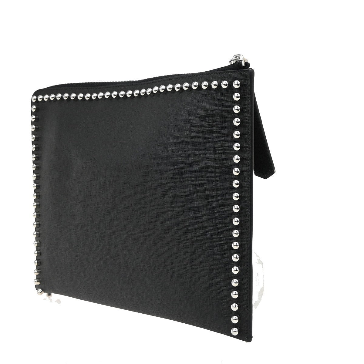 Fendi Karlito Studded Saffiano Leather Black Leather Clutche & Pouche Bag (Pre-Owned)