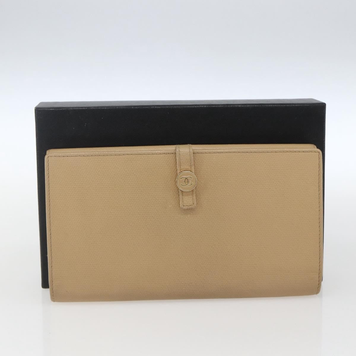 Chanel Coco Bouton Leather Beige Leather Wallets Accessory (Pre-Owned)
