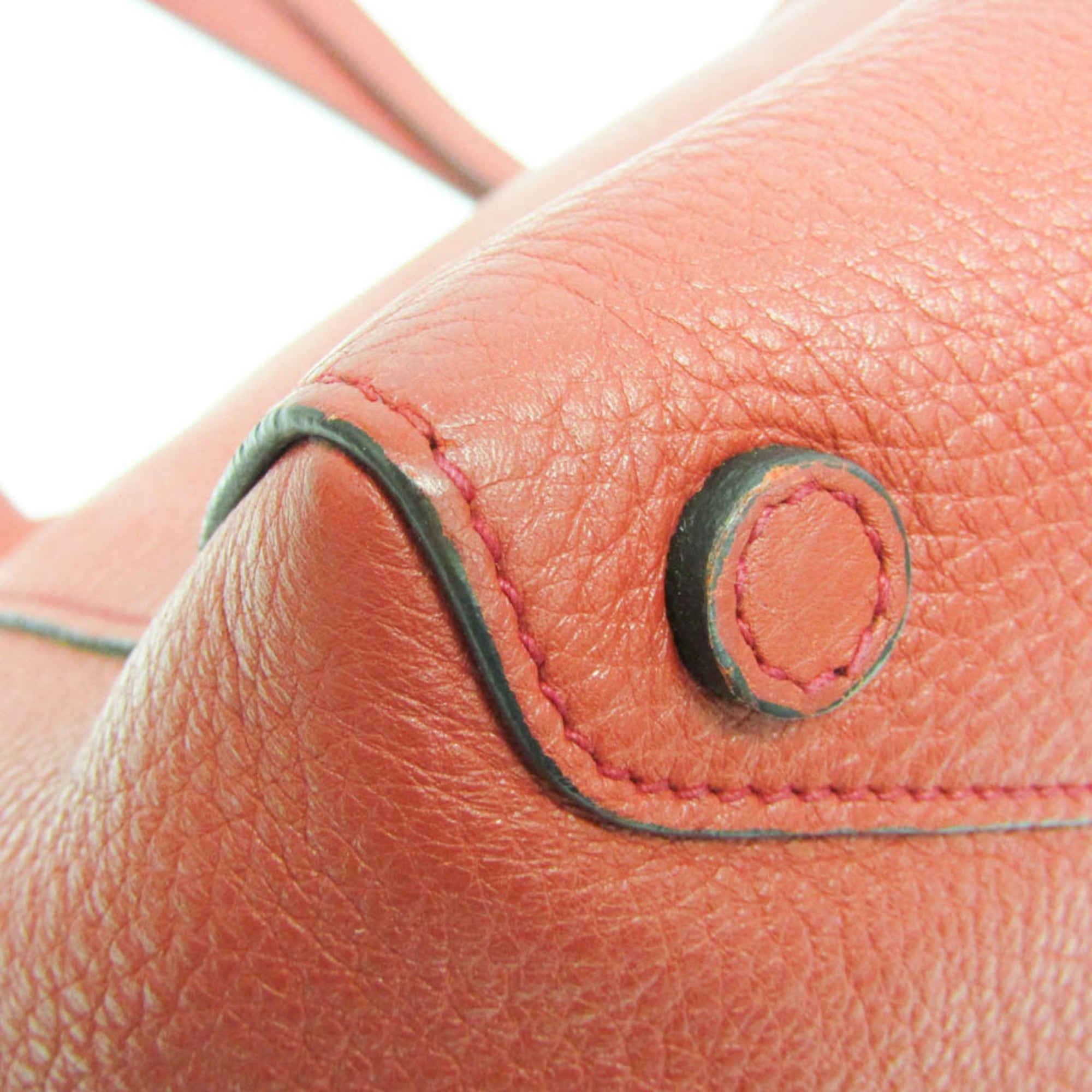 Prada Vintage Tote Leather Red Leather Tote Bag Bag (Pre-Owned)