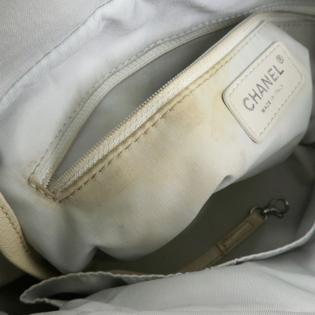 Chanel Biarritz Quilted Coated Canvas Gray Canvas Tote Bag Bag (Pre-Owned)