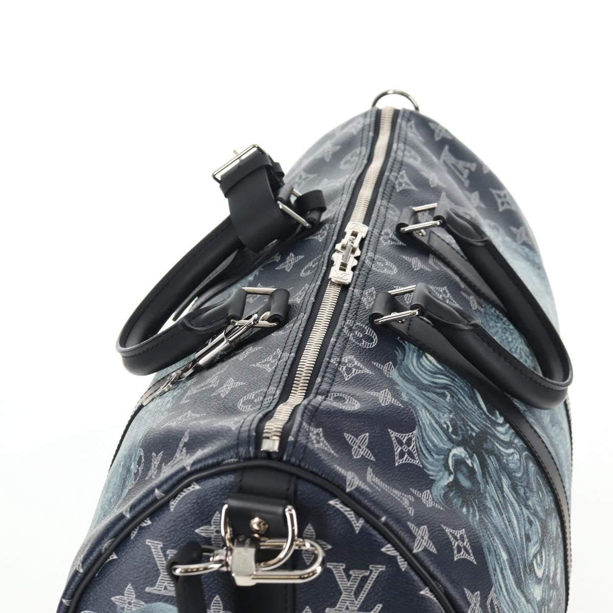 Louis Vuitton Keepall Bandouliere Limited Edition Chapman Savane Monogram Canvas Navy Canvas Travel Bag Bag (Pre-Owned)