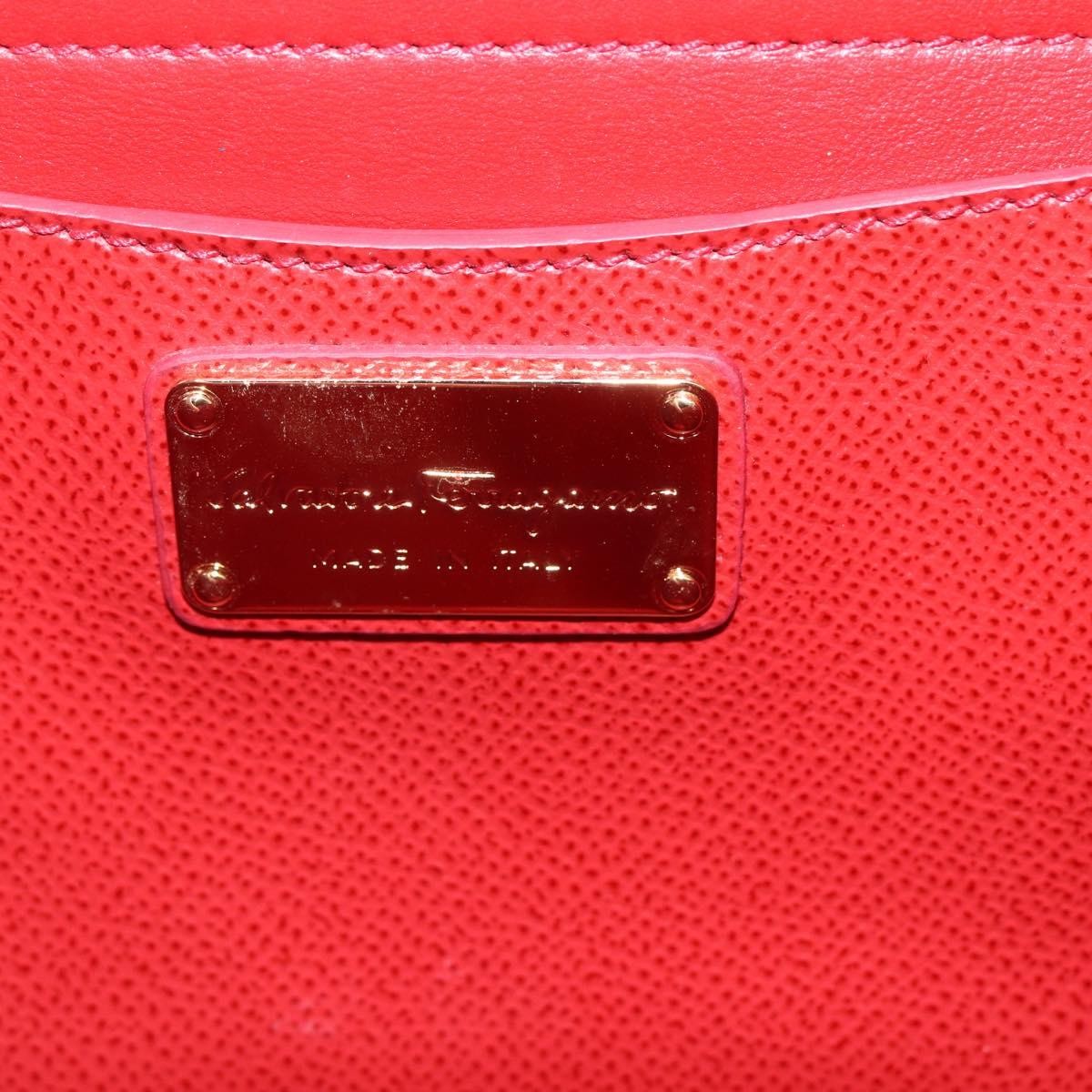 Salvatore Ferragamo Carrie Vara Saffiano Leather Red Leather Shoulder Bag Bag (Pre-Owned)