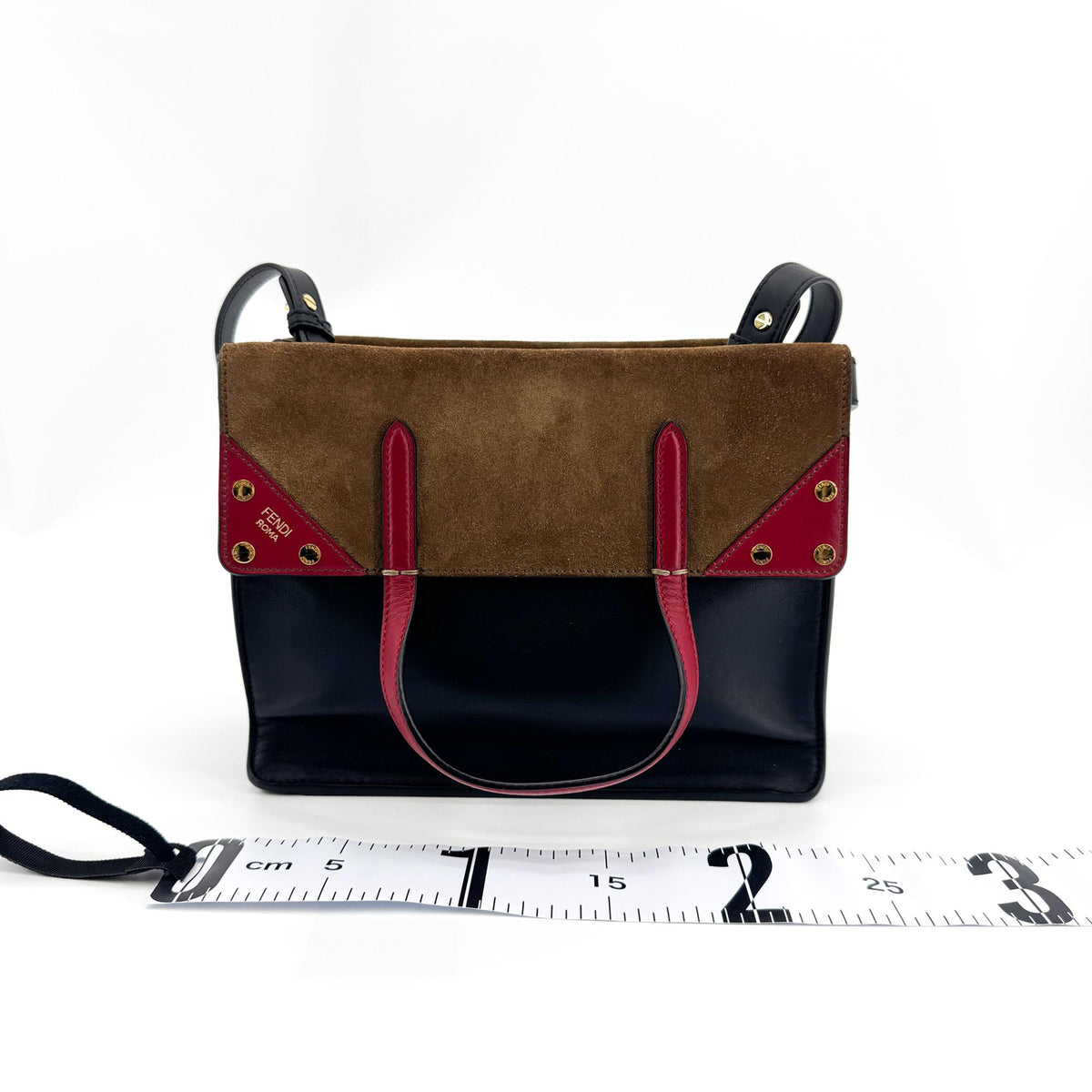 Fendi Flip Leather With Suede Black Leather Tote Bag Bag (Pre-Owned)