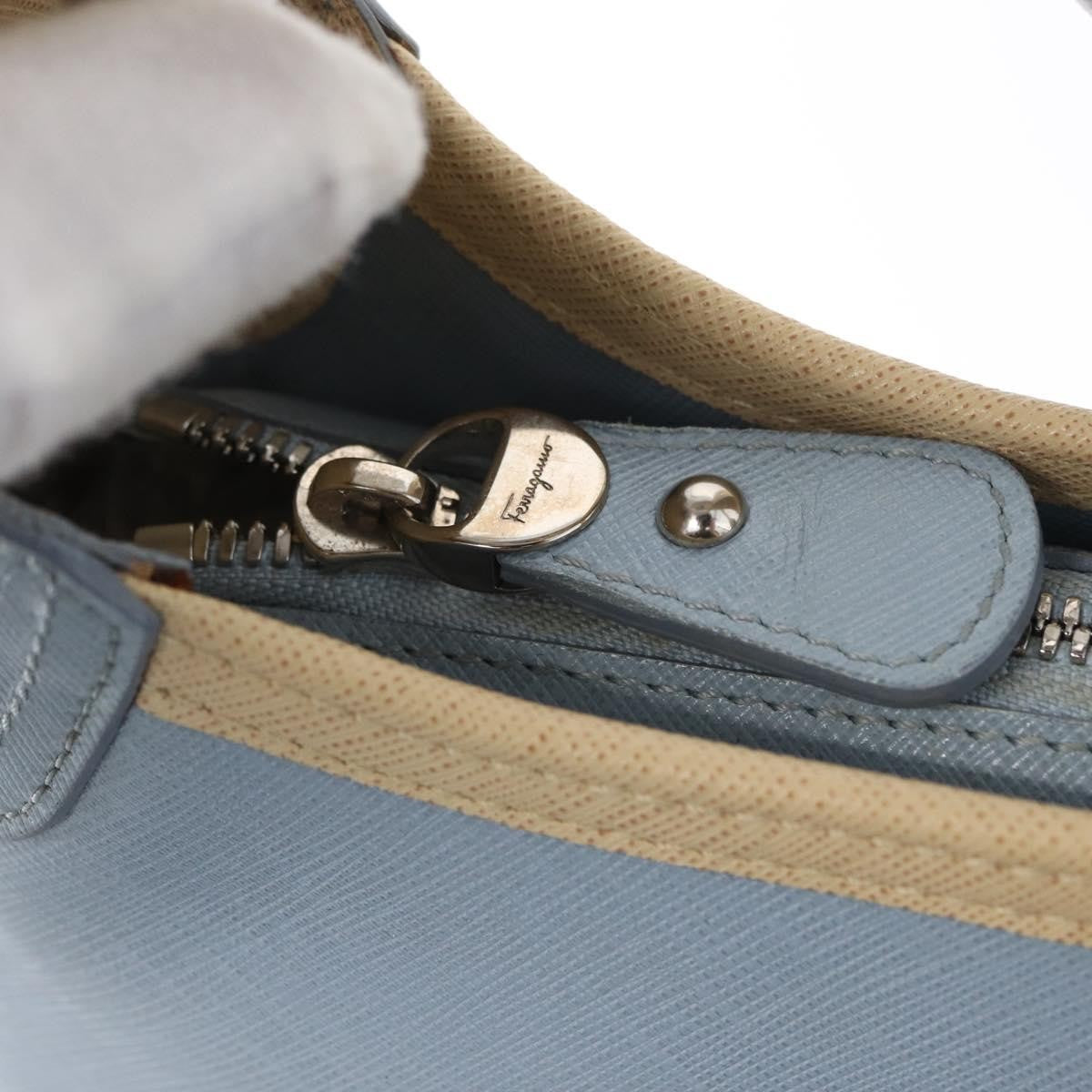 Salvatore Ferragamo Gancini Leather Blue Leather Shoulder Bag Bag (Pre-Owned)