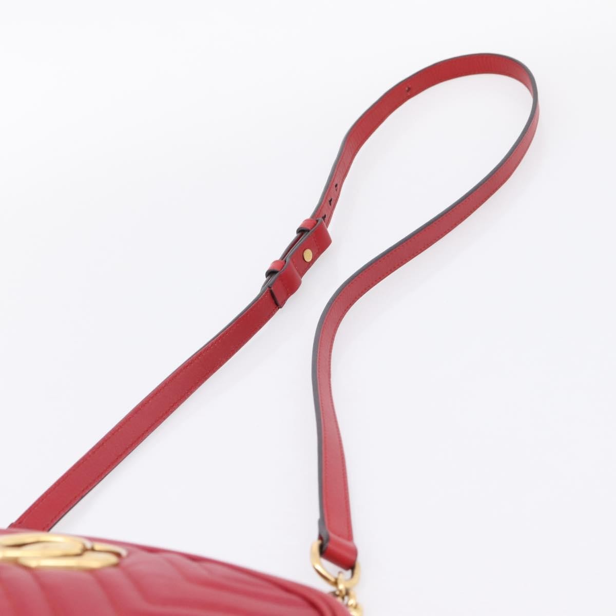 Gucci Gg Marmont Matelasse Leather Red Leather Shoulder Bag Bag (Pre-Owned)