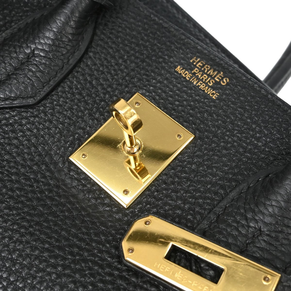 Hermes Birkin Black Togo With Gold Hardware Black Leather Handbag (Pre-Owned)