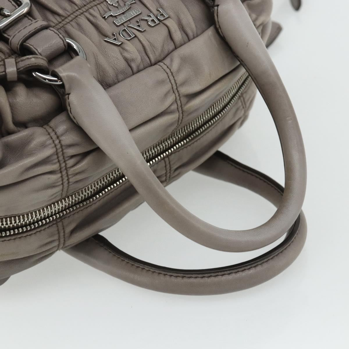 Prada Gaufre Convertible Satchel Nappa Leather Gray Leather Handbag (Pre-Owned)