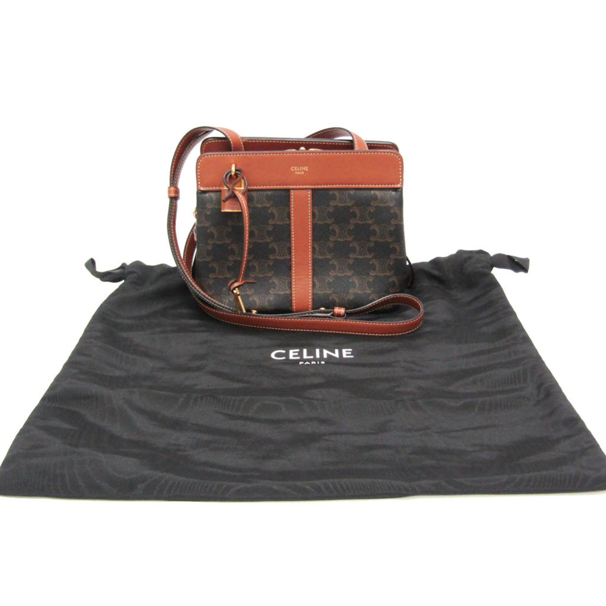 Celine Teen Cabas De France Triomphe Coated Canvas Brown Canvas Handbag (Pre-Owned)