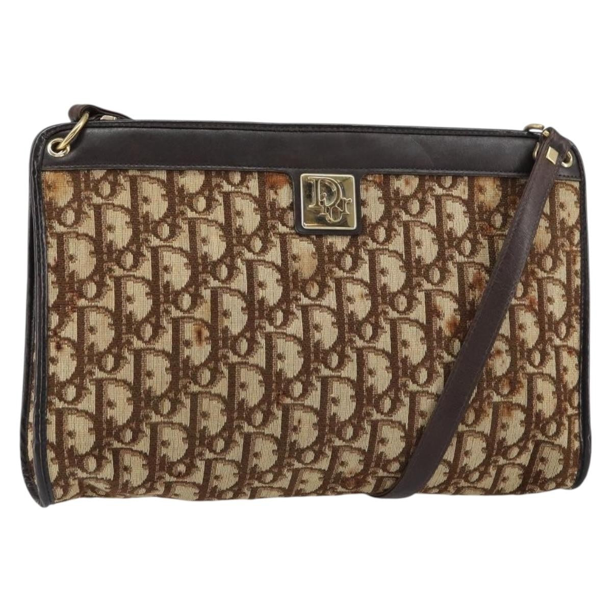 Christian Dior Vintage Trotter Canvas Beige Canvas Shoulder Bag Bag (Pre-Owned)