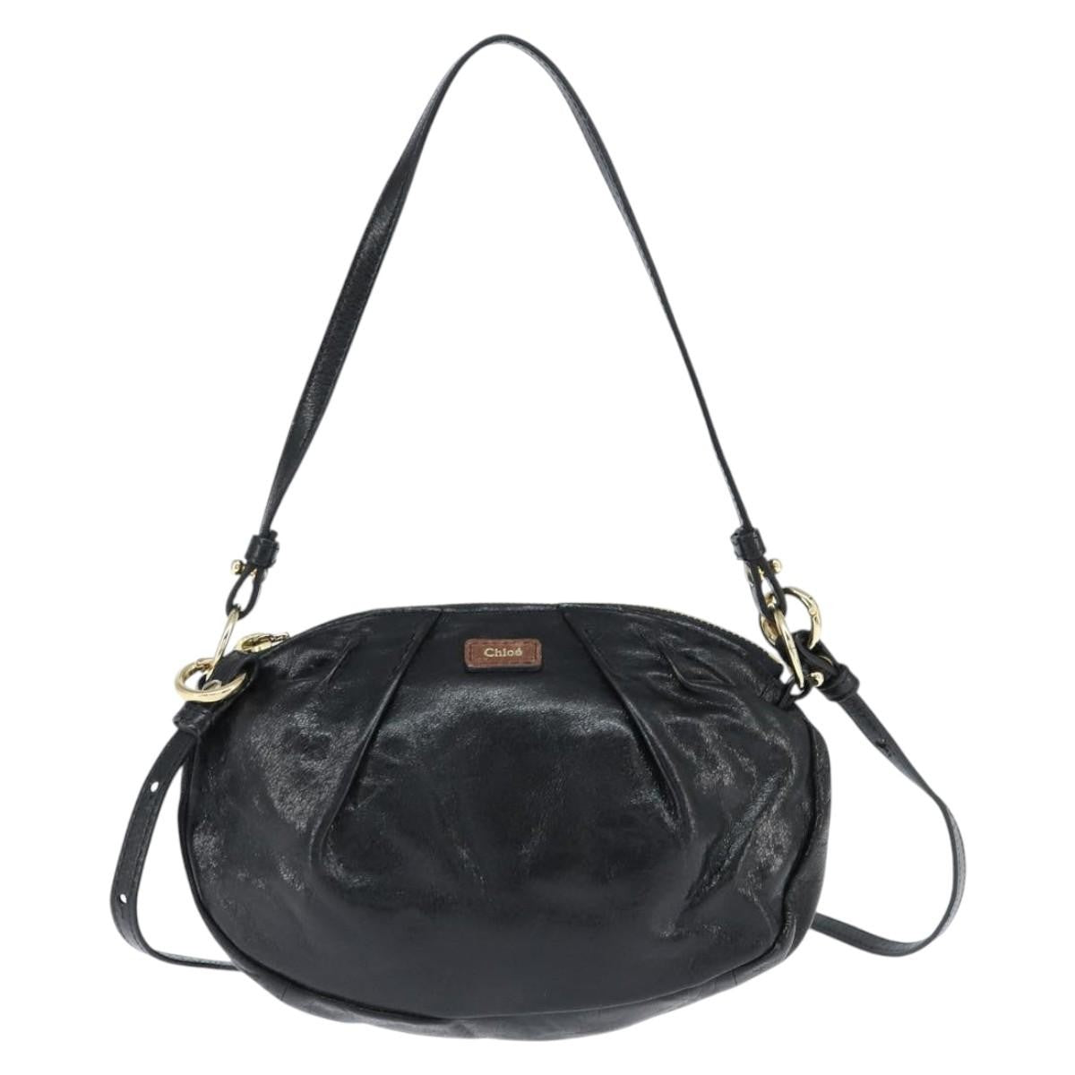 Chloe Shoulder Bag Leather Black Leather Shoulder Bag Bag (Pre-Owned)