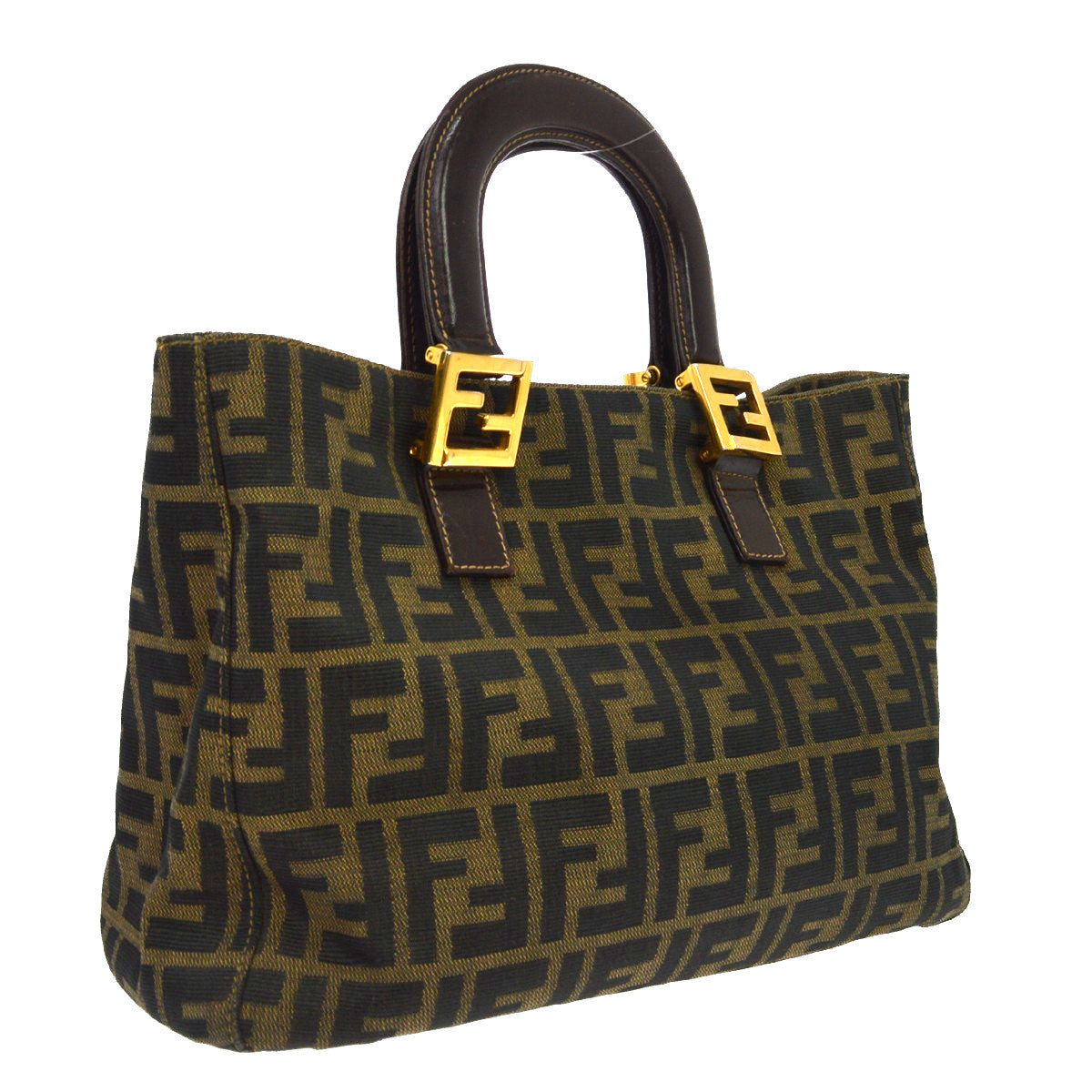 Fendi Vintage Top Handle Zucca Canvas Brown Canvas Tote Bag Bag (Pre-Owned)