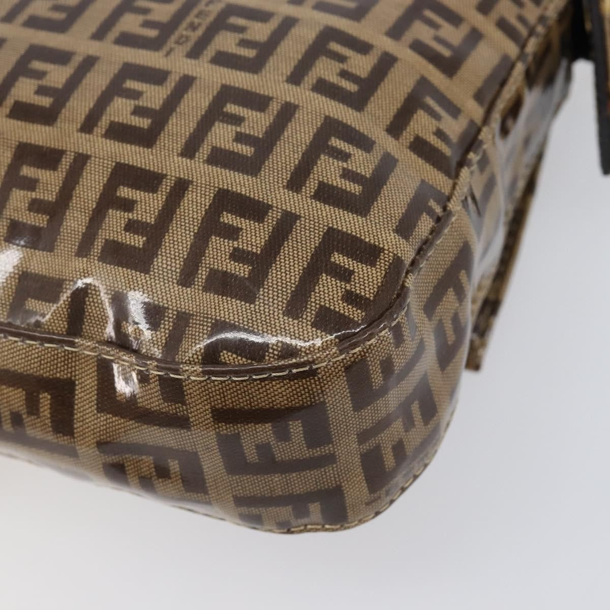 Fendi Mamma Baguette Zucca Patent Leather Beige Canvas Shoulder Bag Bag (Pre-Owned)