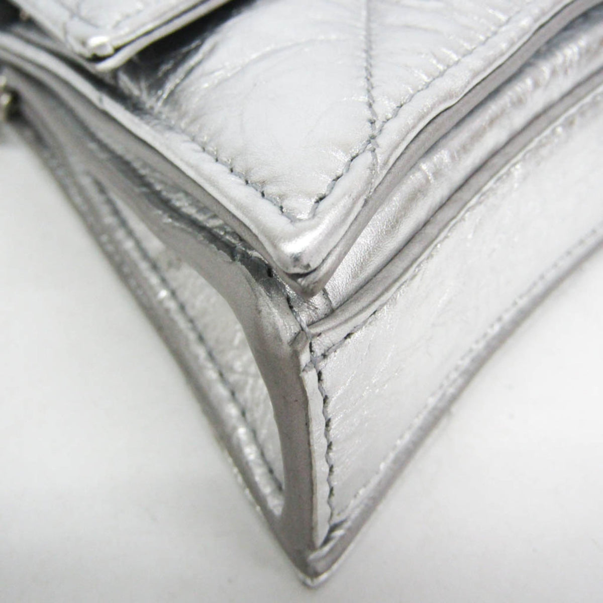 Balenciaga Crush Chain Flap Leather Silver Leather Handbag (Pre-Owned)