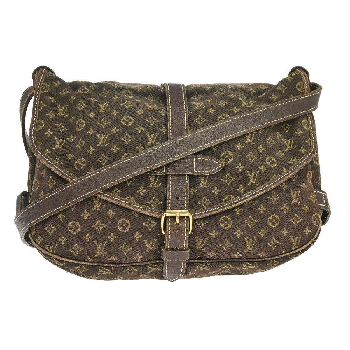 Louis Vuitton Saumur Mini Lin Brown Canvas Shoulder Bag Bag (Pre-Owned)