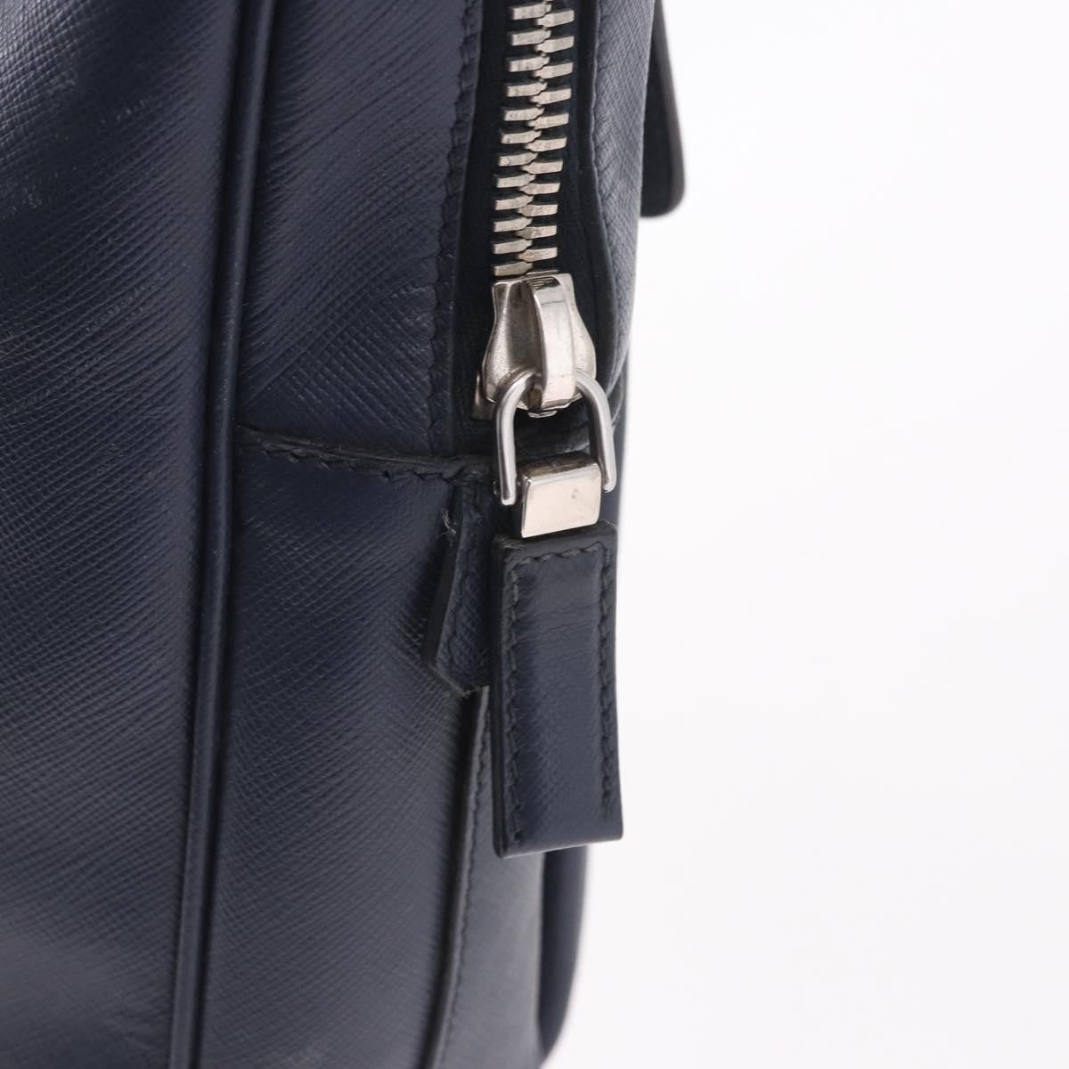 Prada Briefcase Leather Blue Leather Briefcase Bag (Pre-Owned)