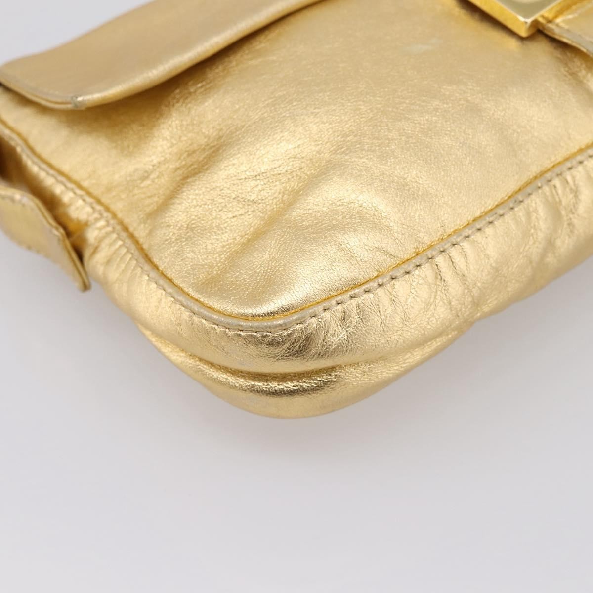 Fendi Mamma Baguette Zucca Jacquard Velvet Gold Leather Shoulder Bag Bag (Pre-Owned)