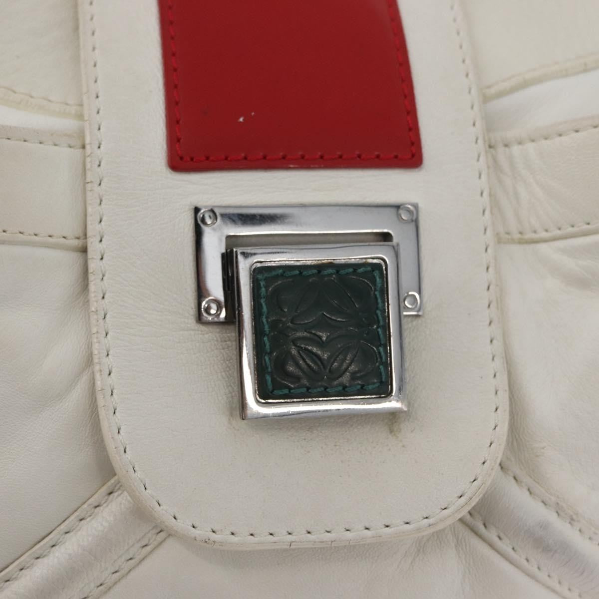 Loewe Anagram Leather White Leather Shoulder Bag Bag (Pre-Owned)
