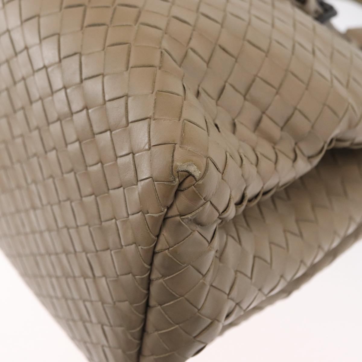 Bottega Veneta Roma Intrecciato Nappa Gray Leather Handbag (Pre-Owned)