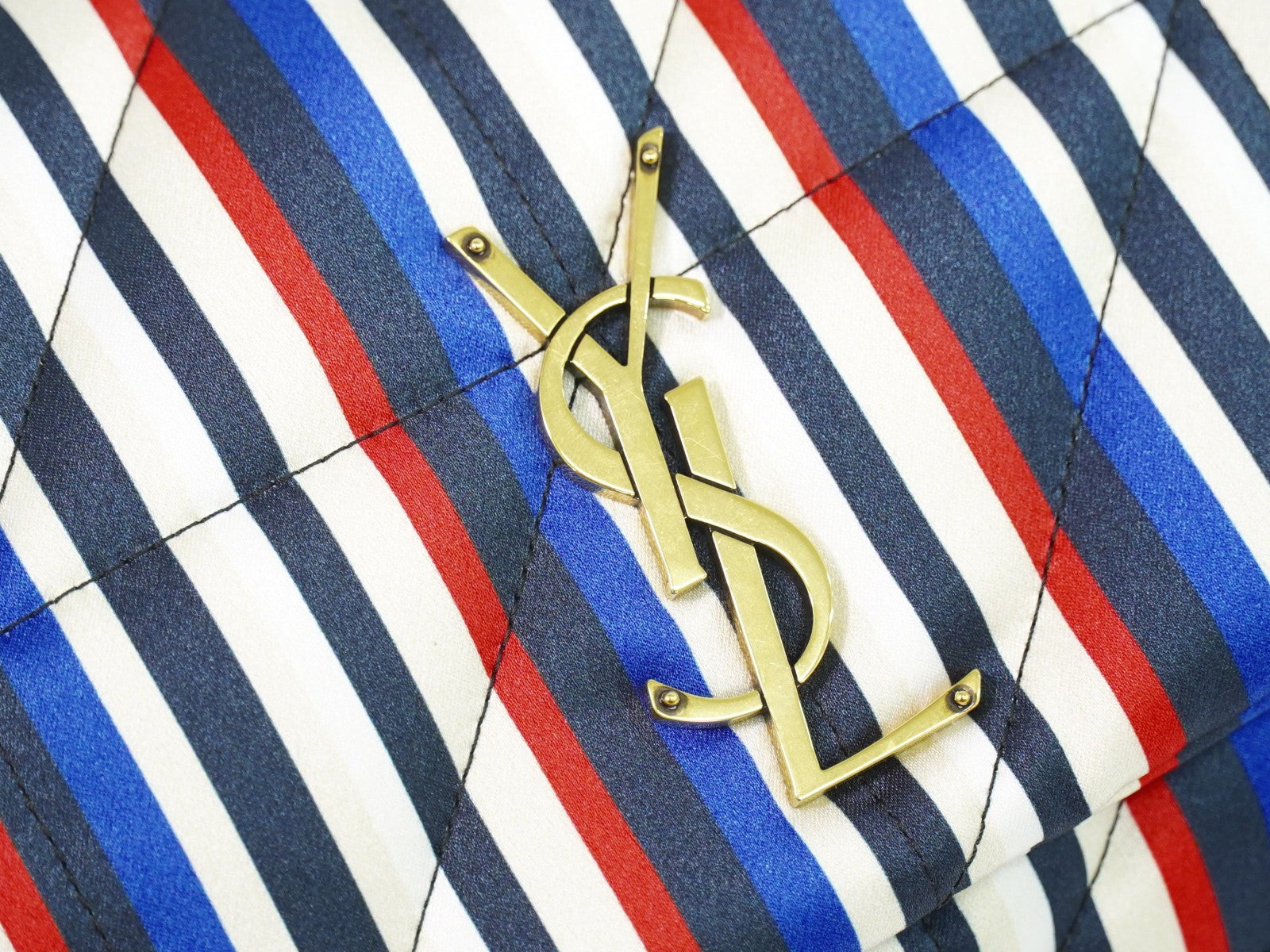 Saint Laurent Jamie Flap Quilted Printed Silk Multicolour Silk Shoulder Bag Bag (Pre-Owned)