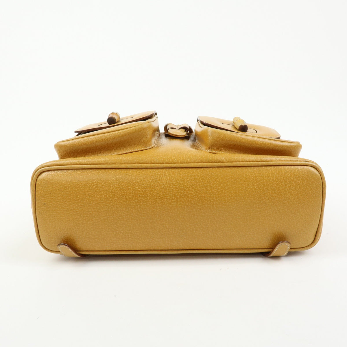 Gucci Vintage Bamboo Leather Yellow Leather Backpack Bag (Pre-Owned)