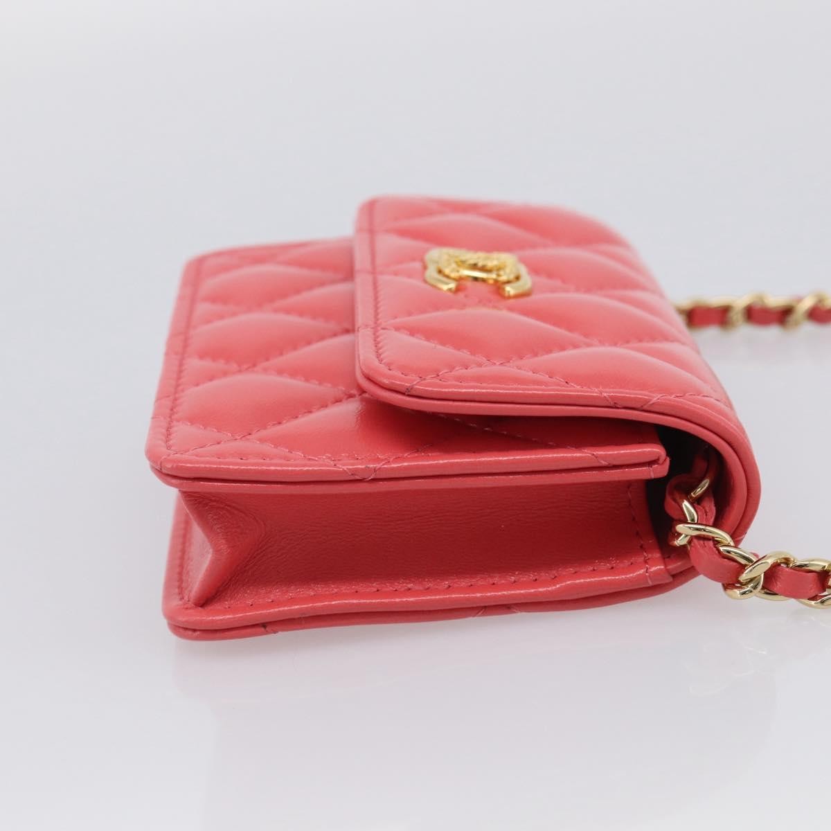 Chanel Textured Cc Wallet On Chain Quilted Lambskin Pink Leather Crossbody Bag Bag (Pre-Owned)