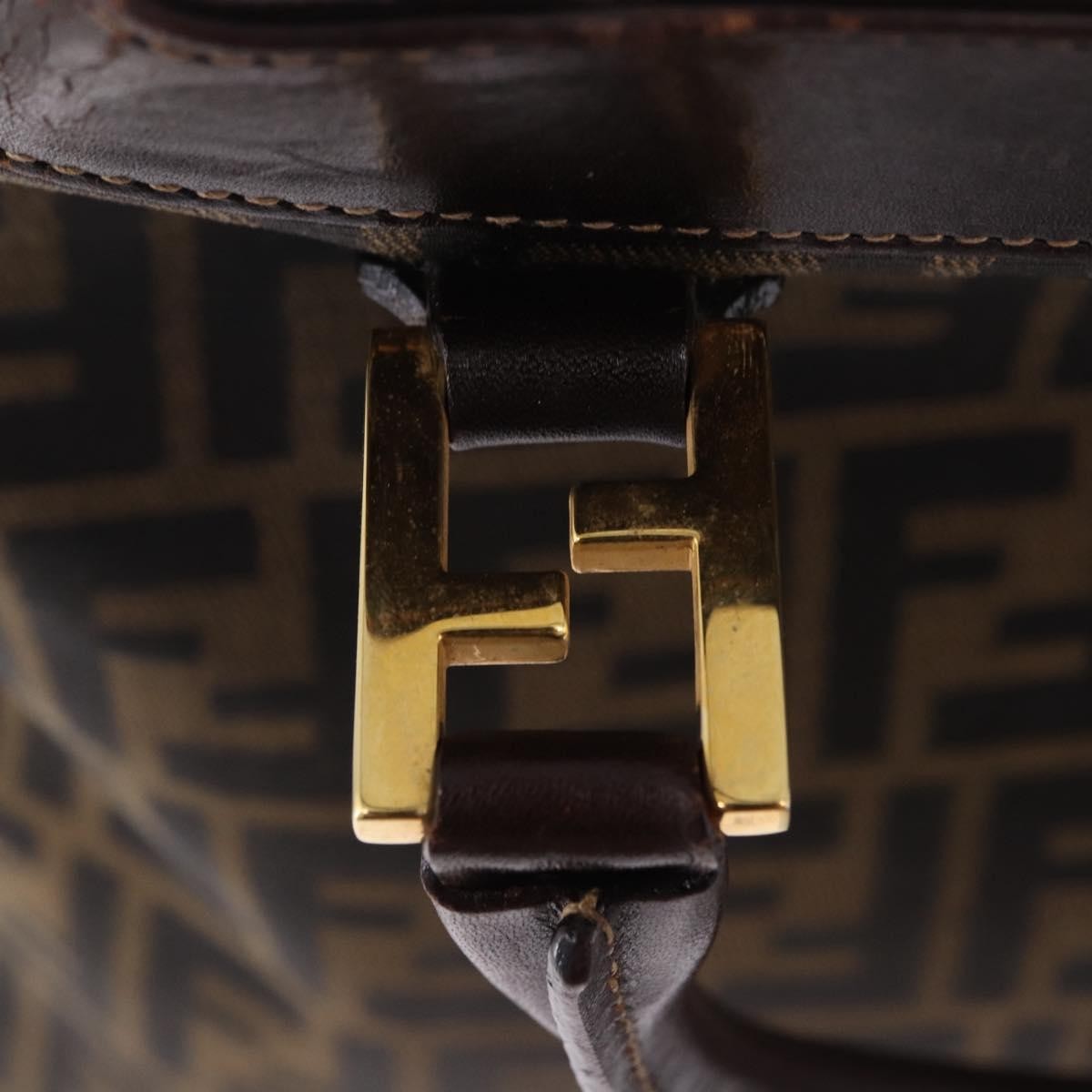 Fendi Vintage Zip Pochette Zucca Canvas Small Brown Canvas Clutche & Pouche Bag (Pre-Owned)