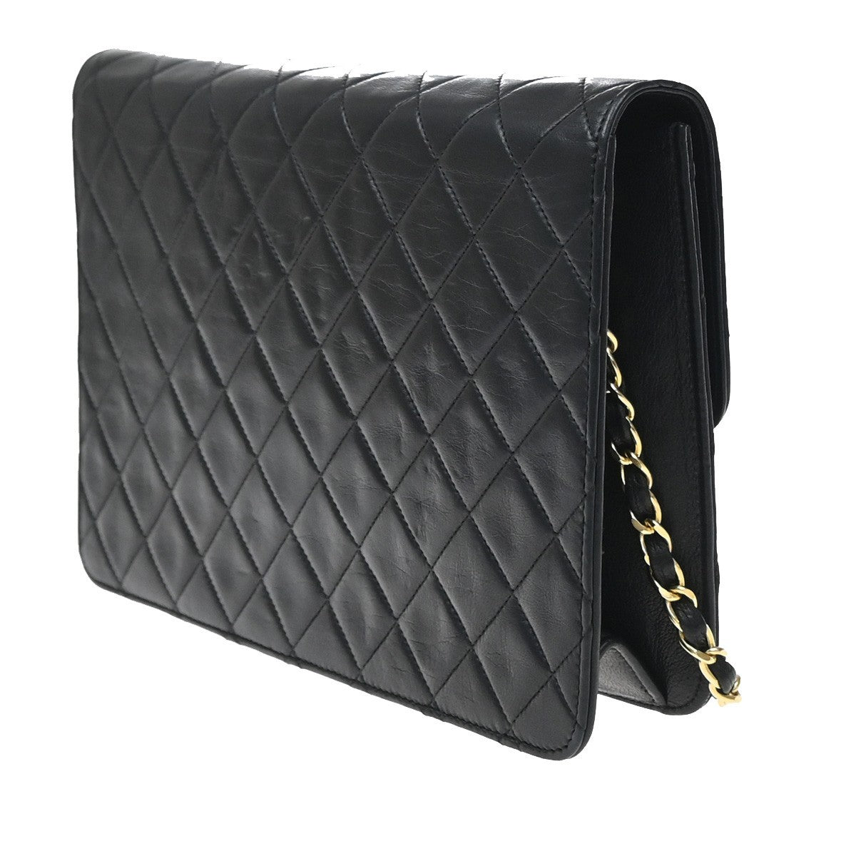 Chanel Vintage Clutch With Chain Quilted Leather Black Leather Clutche & Pouche Bag (Pre-Owned)