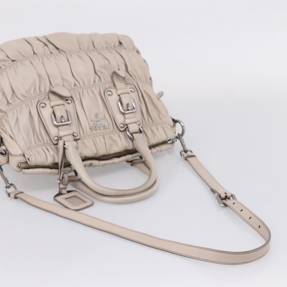Prada Gaufre Convertible Nappa Leather Gray Leather Tote Bag Bag (Pre-Owned)