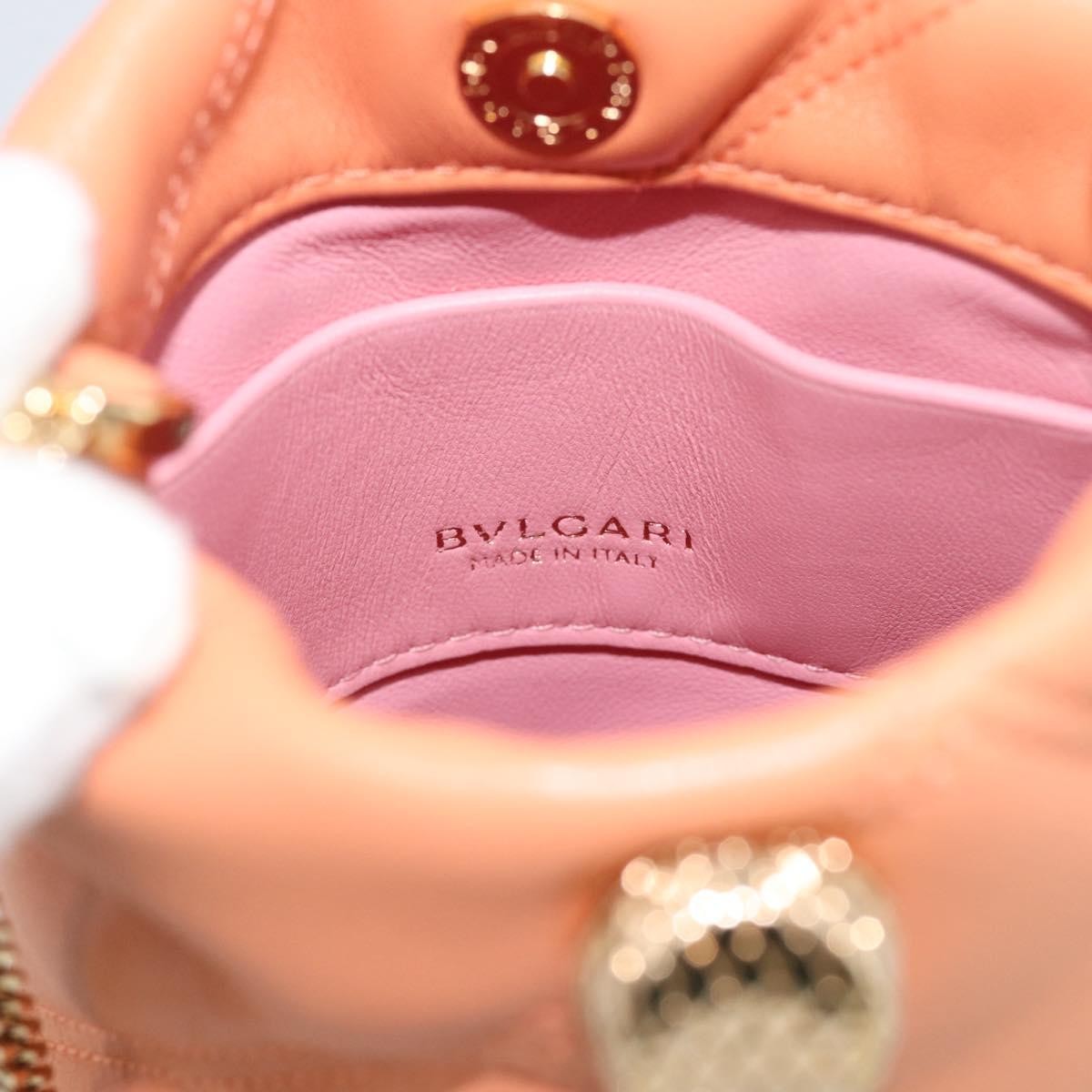 Bvlgari Serpenti Cabochon Phone Holder On Chain Diagonal Quilted Leather Orange Leather Clutche & Pouche Bag (Pre-Owned)