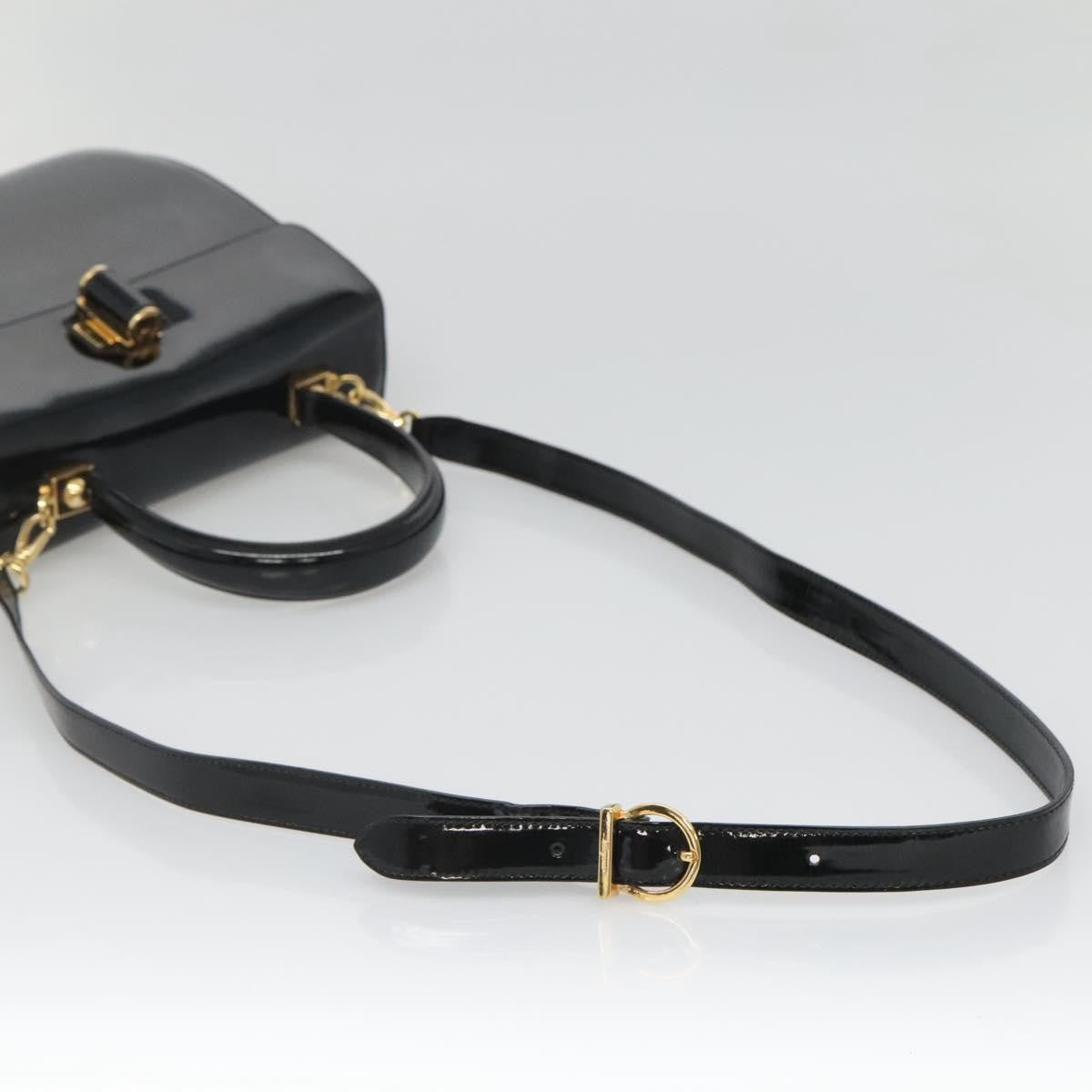 Salvatore Ferragamo Gancini Patent Leather Black Patent_Leather Shoulder Bag Bag (Pre-Owned)