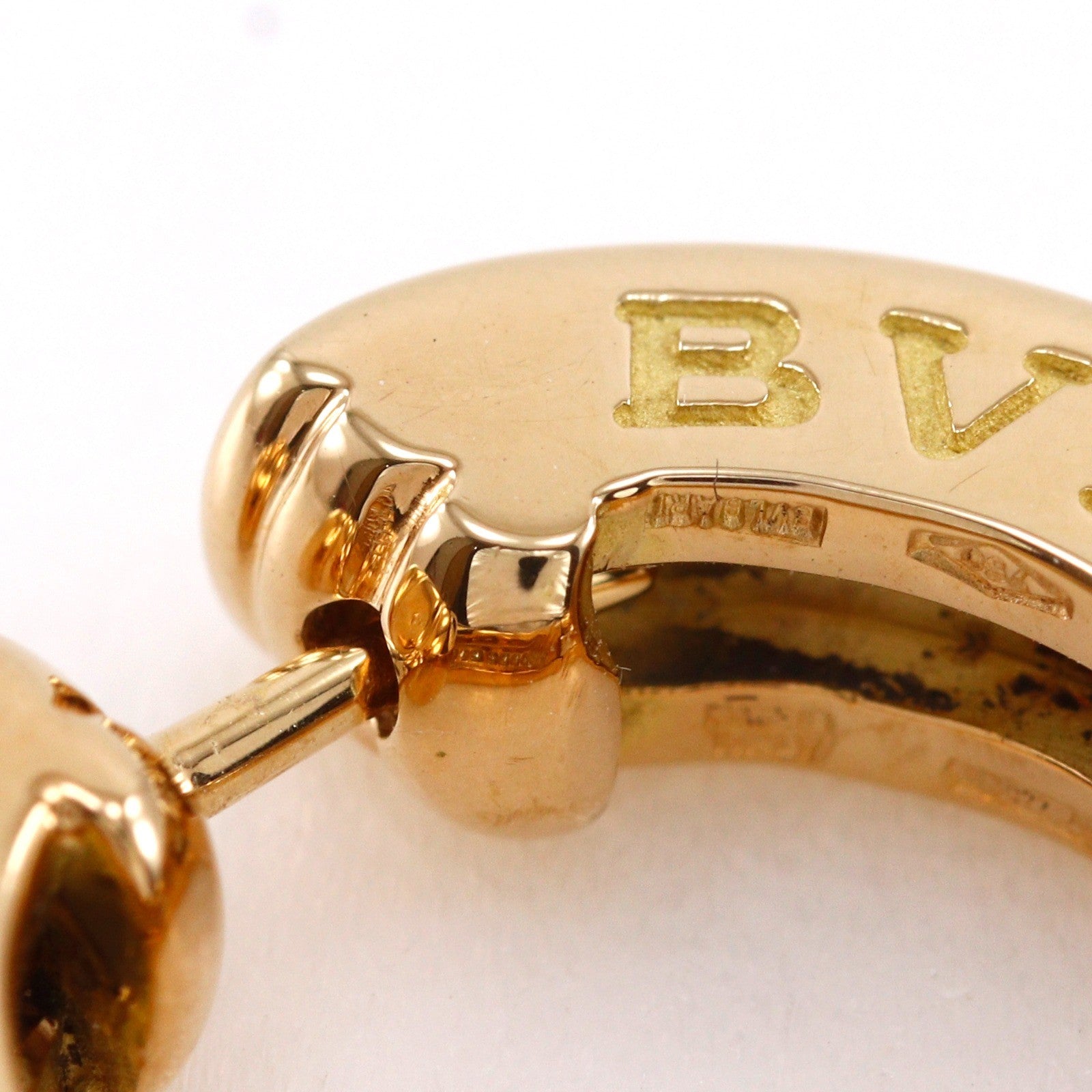 Bvlgari B.Zero1 Hoop 18K Yellow Gold And Diamonds Gold Yellow_Gold Earrings Jewelry (Pre-Owned)