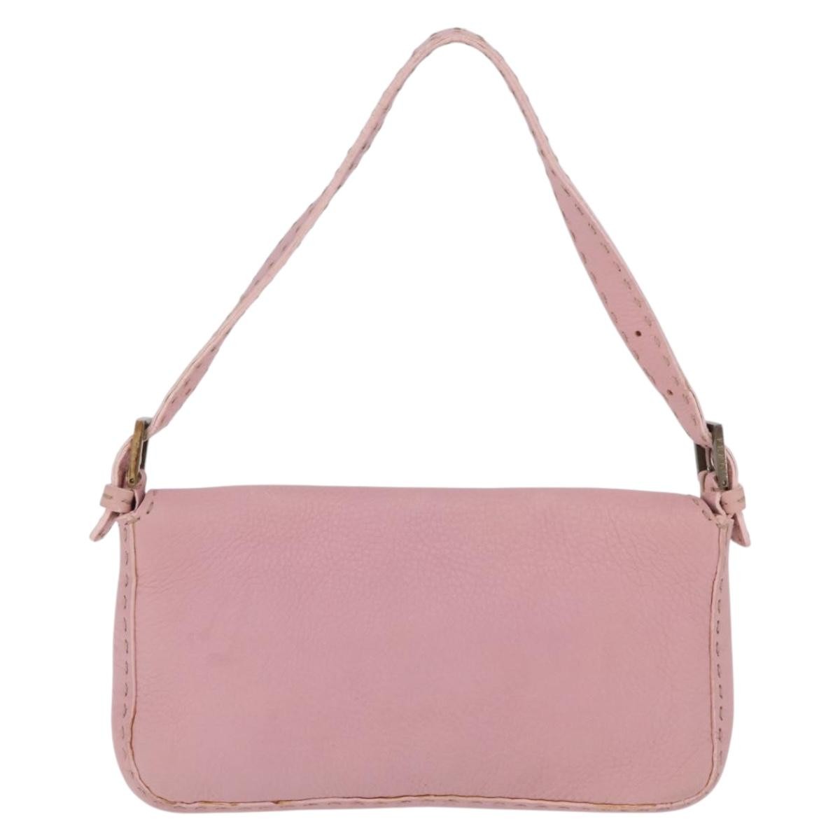 Fendi Selleria Baguette Leather Pink Leather Handbag (Pre-Owned)