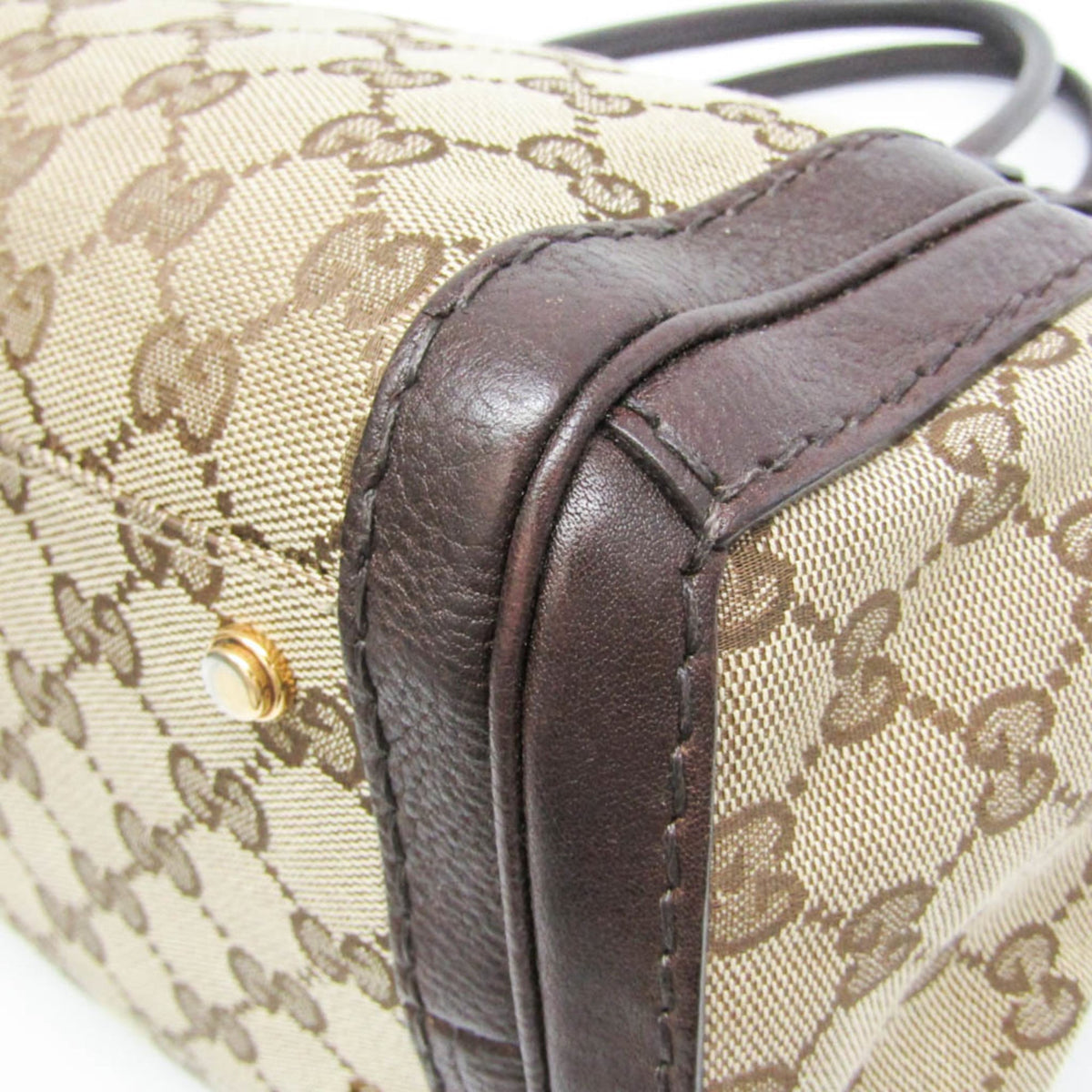 Gucci Gg Running Gg Canvas With Leather Beige Canvas Tote Bag Bag (Pre-Owned)