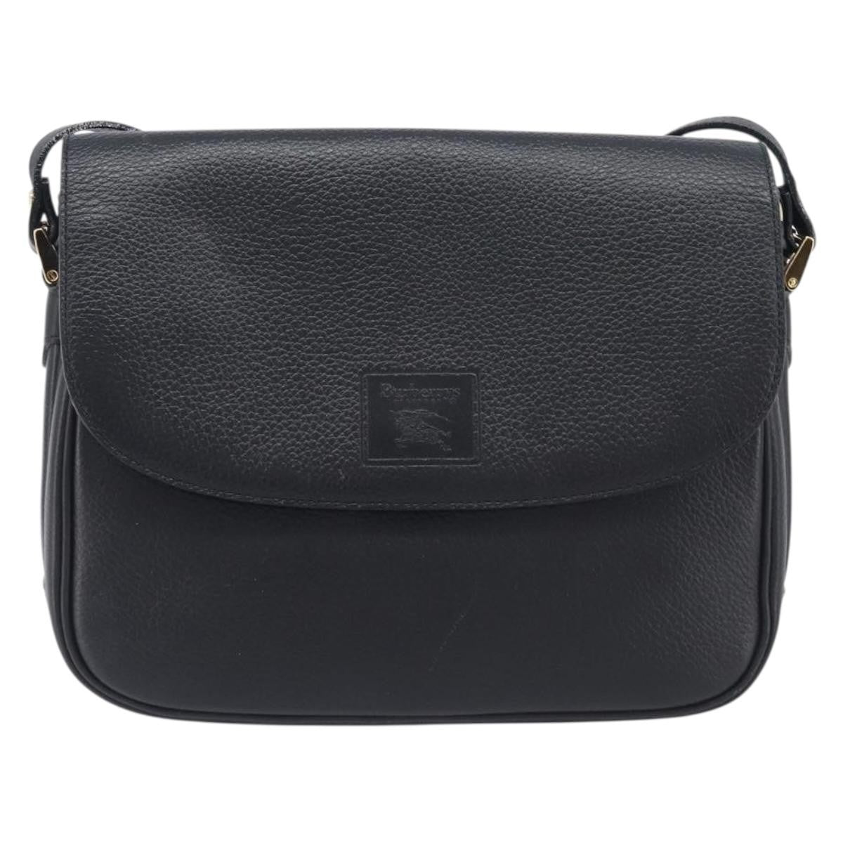 Burberry Shoulder Leather Black Leather Shoulder Bag Bag (Pre-Owned)