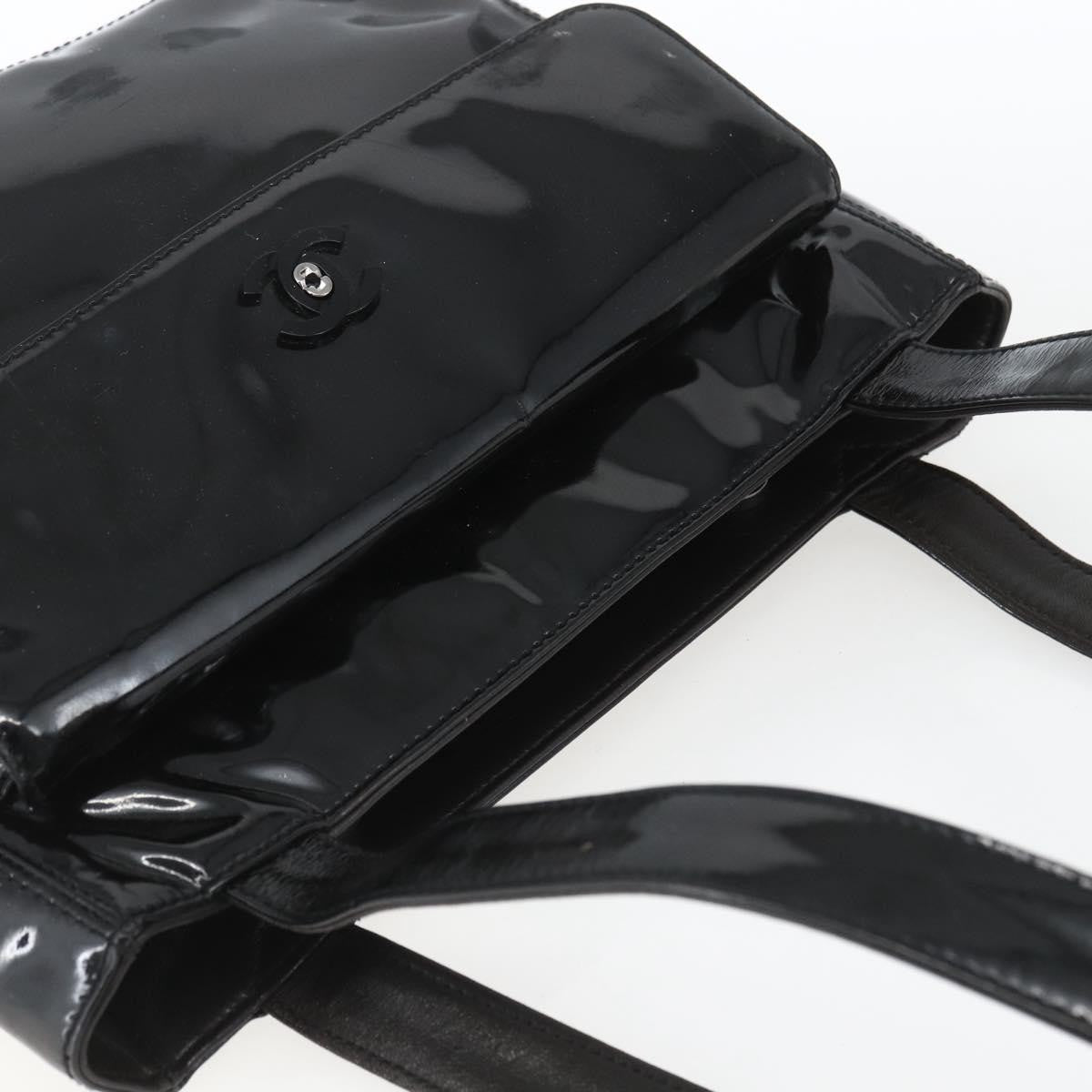 Chanel Vintage Flap Patent Leather Black Patent_Leather Shoulder Bag Bag (Pre-Owned)