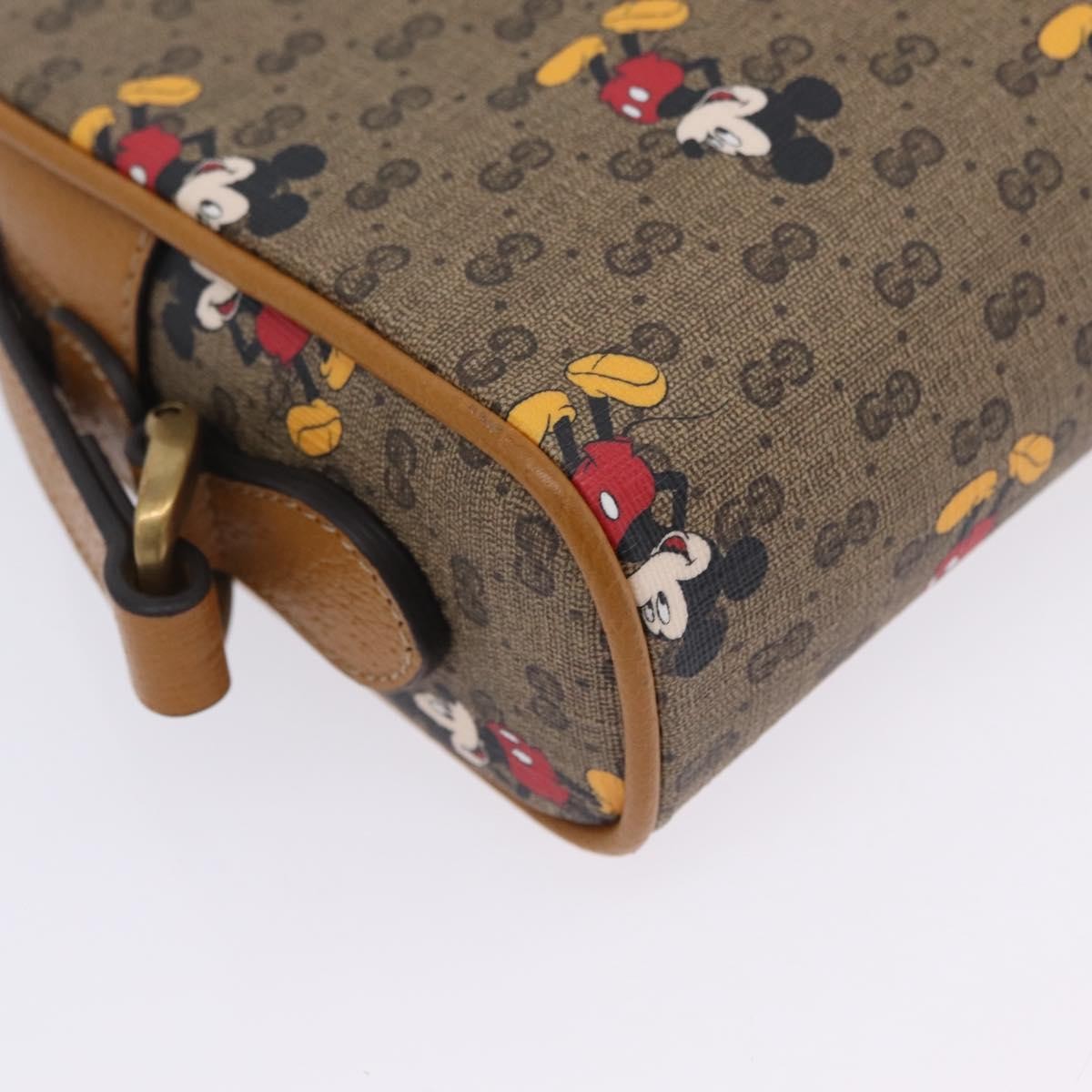 Gucci Disney Mickey Mouse Printed Mini Gg Coated Canvas Beige Canvas Shoulder Bag Bag (Pre-Owned)