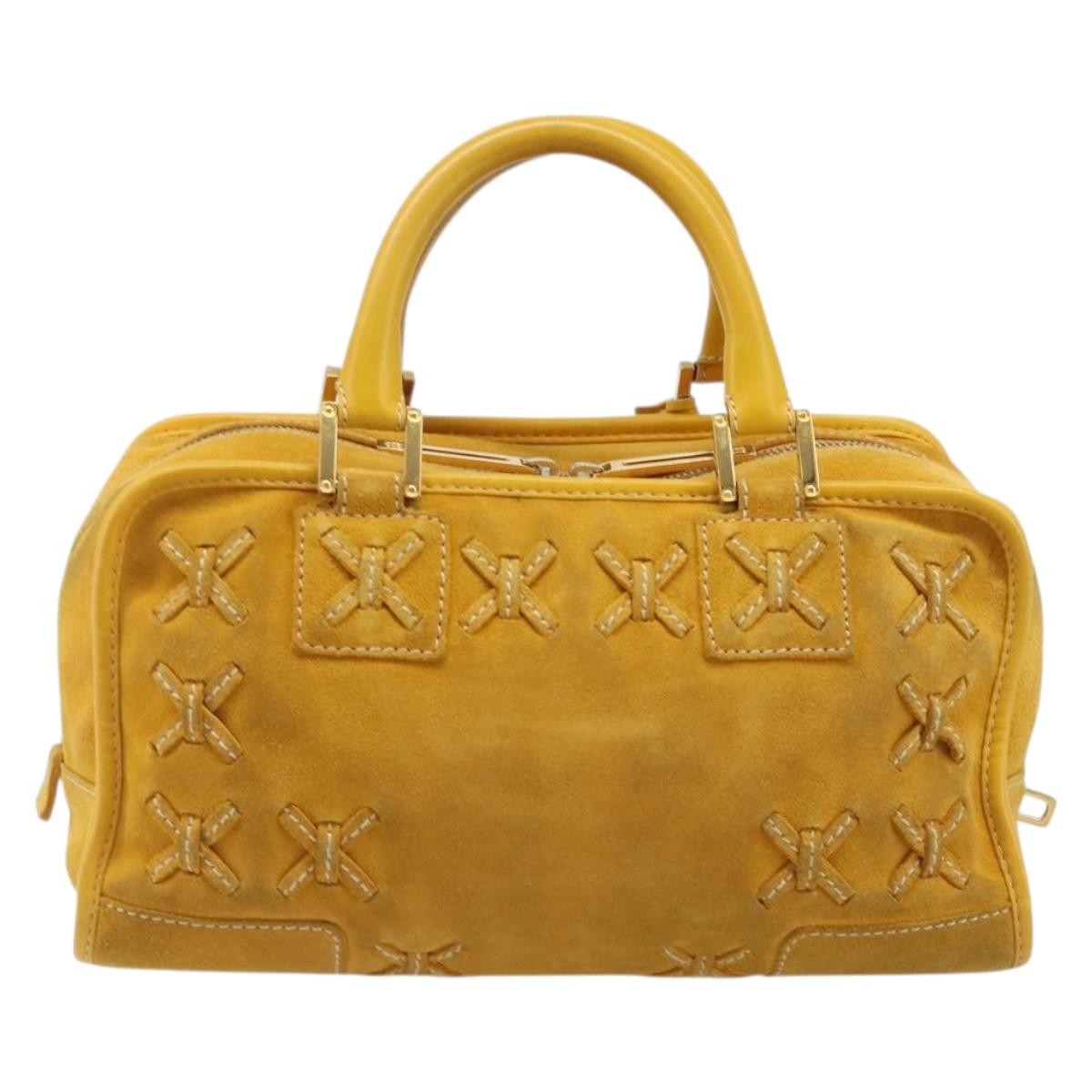 Loewe Amazona Suede Yellow Suede Handbag (Pre-Owned)
