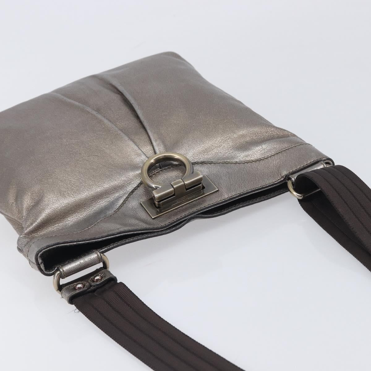 Salvatore Ferragamo Gancini Leather Gold Leather Crossbody Bag Bag (Pre-Owned)