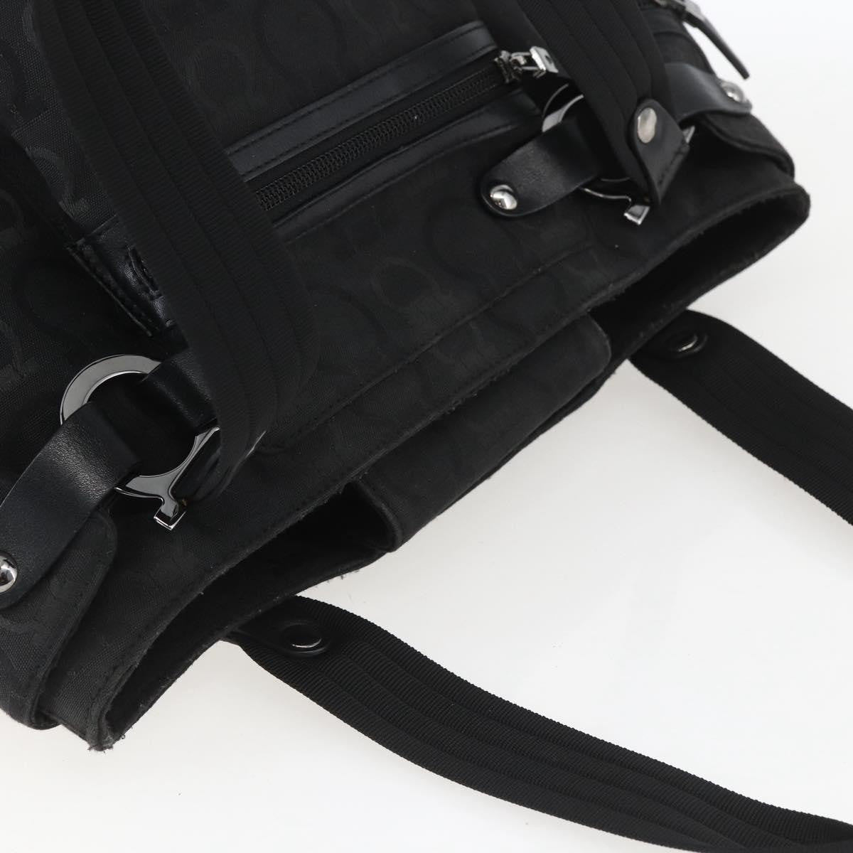 Salvatore Ferragamo Gancini Tote Nylon Black Nylon Tote Bag Bag (Pre-Owned)