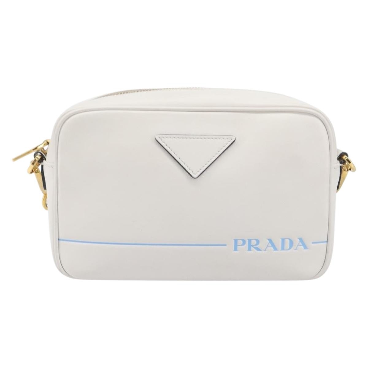 Prada Mirage Camera Leather White Leather Handbag (Pre-Owned)
