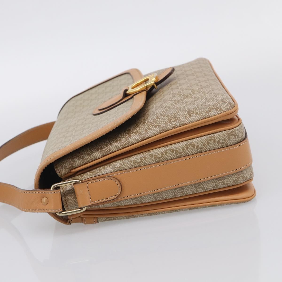 Celine Macadam Shoulder Canvas Beige Canvas Crossbody Bag Bag (Pre-Owned)