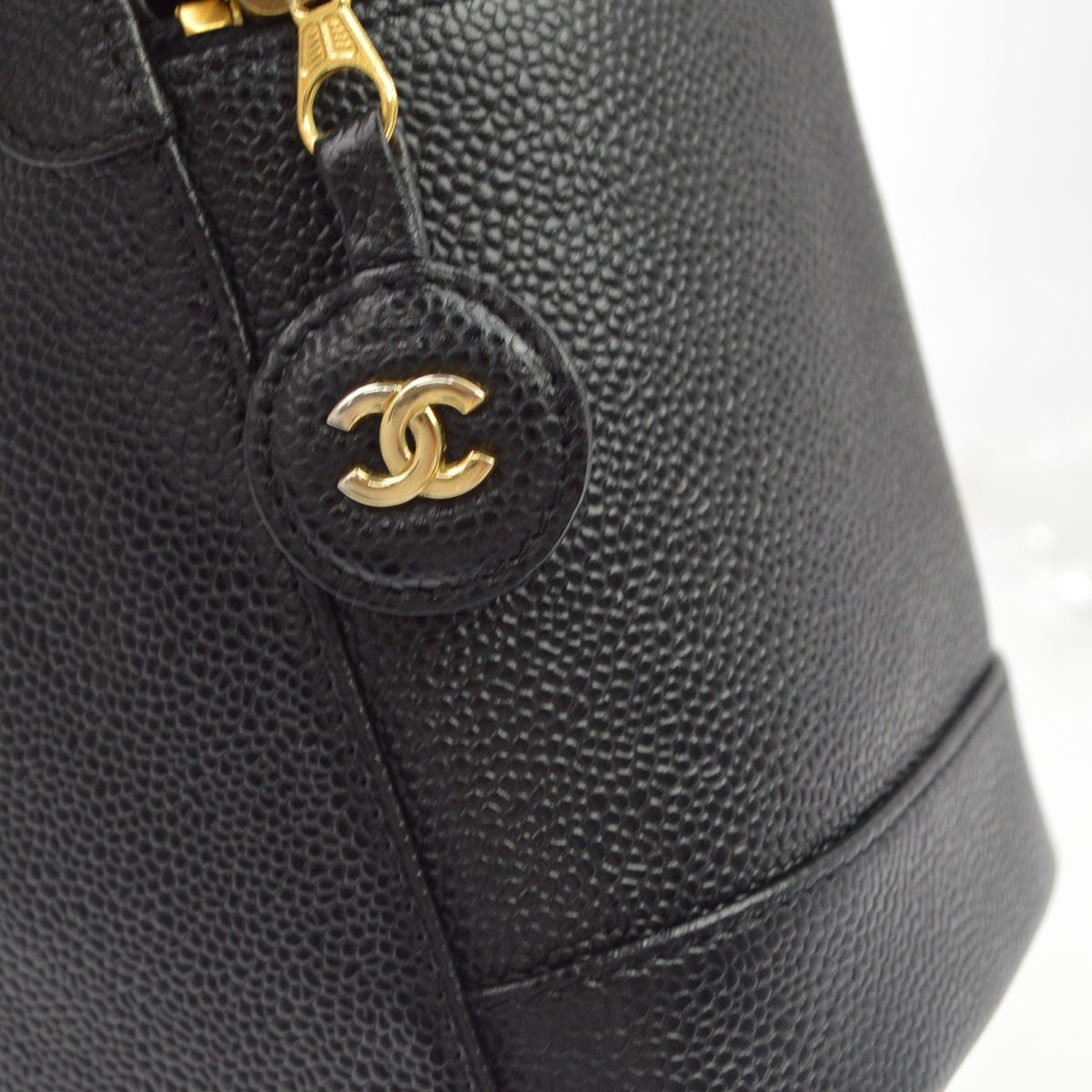 Chanel Vintage Cosmetic Case Lambskin Black Leather Clutche & Pouche Bag (Pre-Owned)