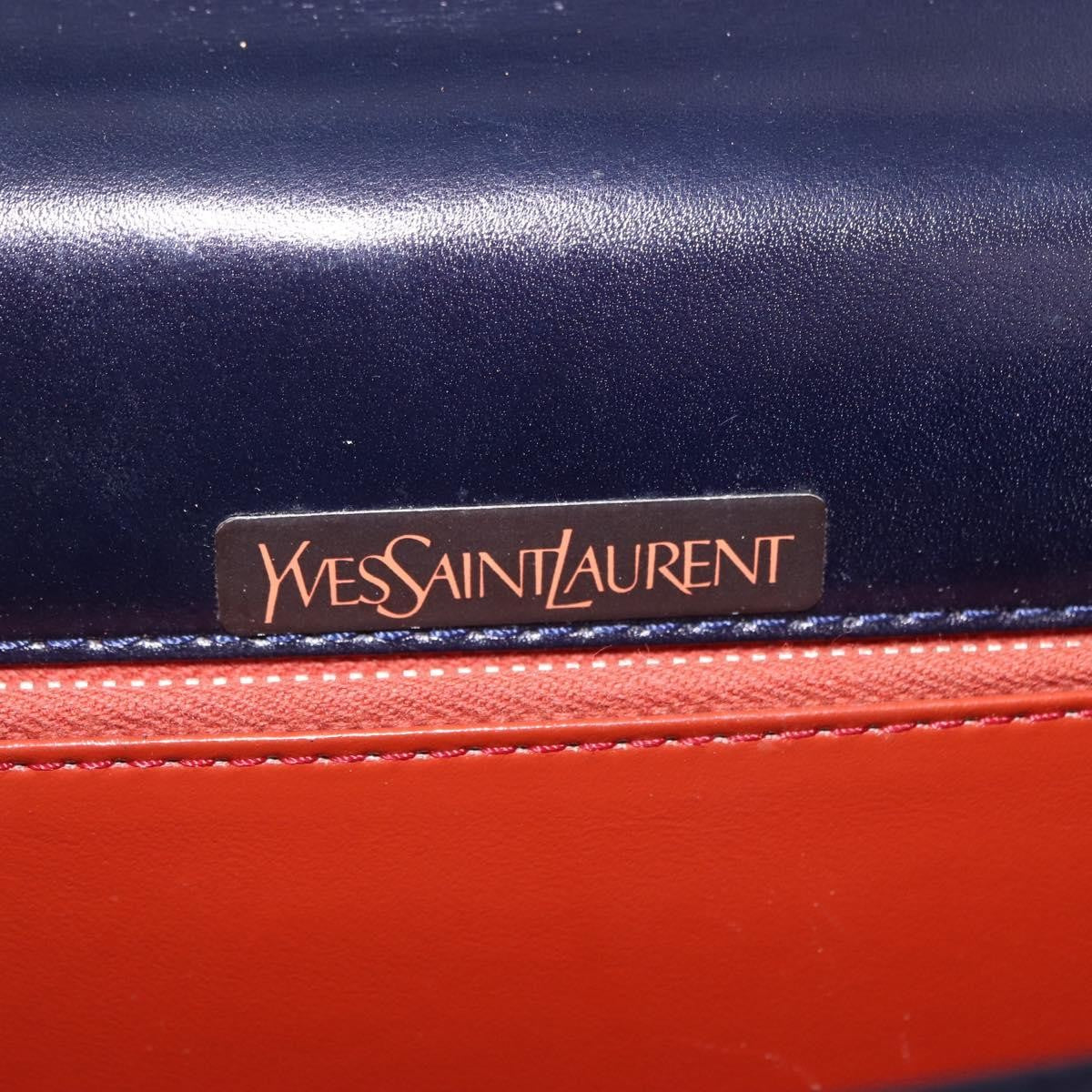 Saint Laurent Vintage Shoulder Bag Leather Navy Leather Shoulder Bag Bag (Pre-Owned)