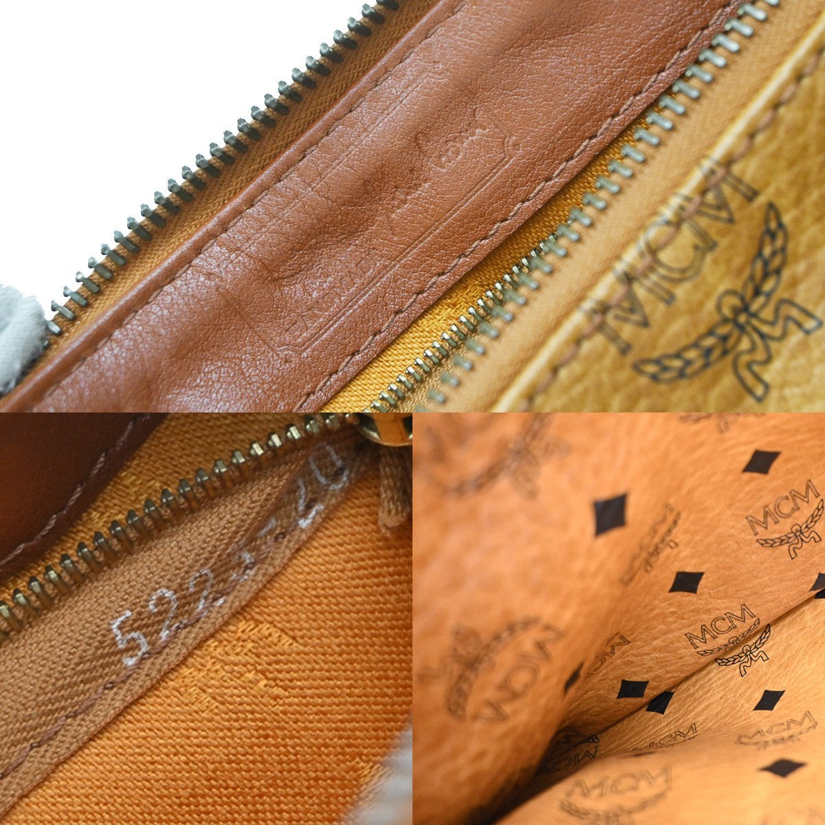 MCM Visetos Logogramme Canvas And Leather Brown Leather Handbag (Pre-Owned)