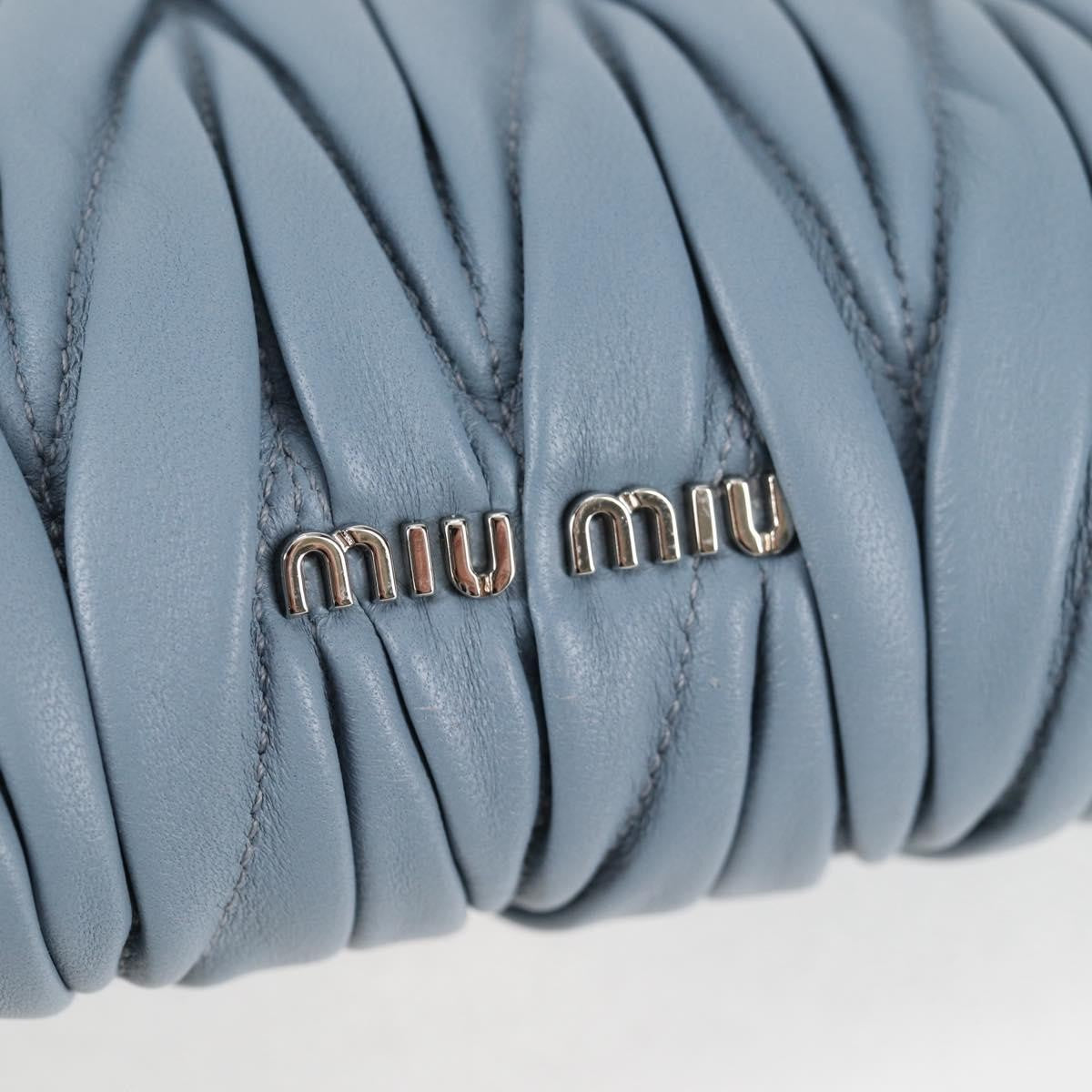 Miu Miu Madras Chain Clutch Matelasse Leather With Glitter Blue Leather Shoulder Bag Bag (Pre-Owned)