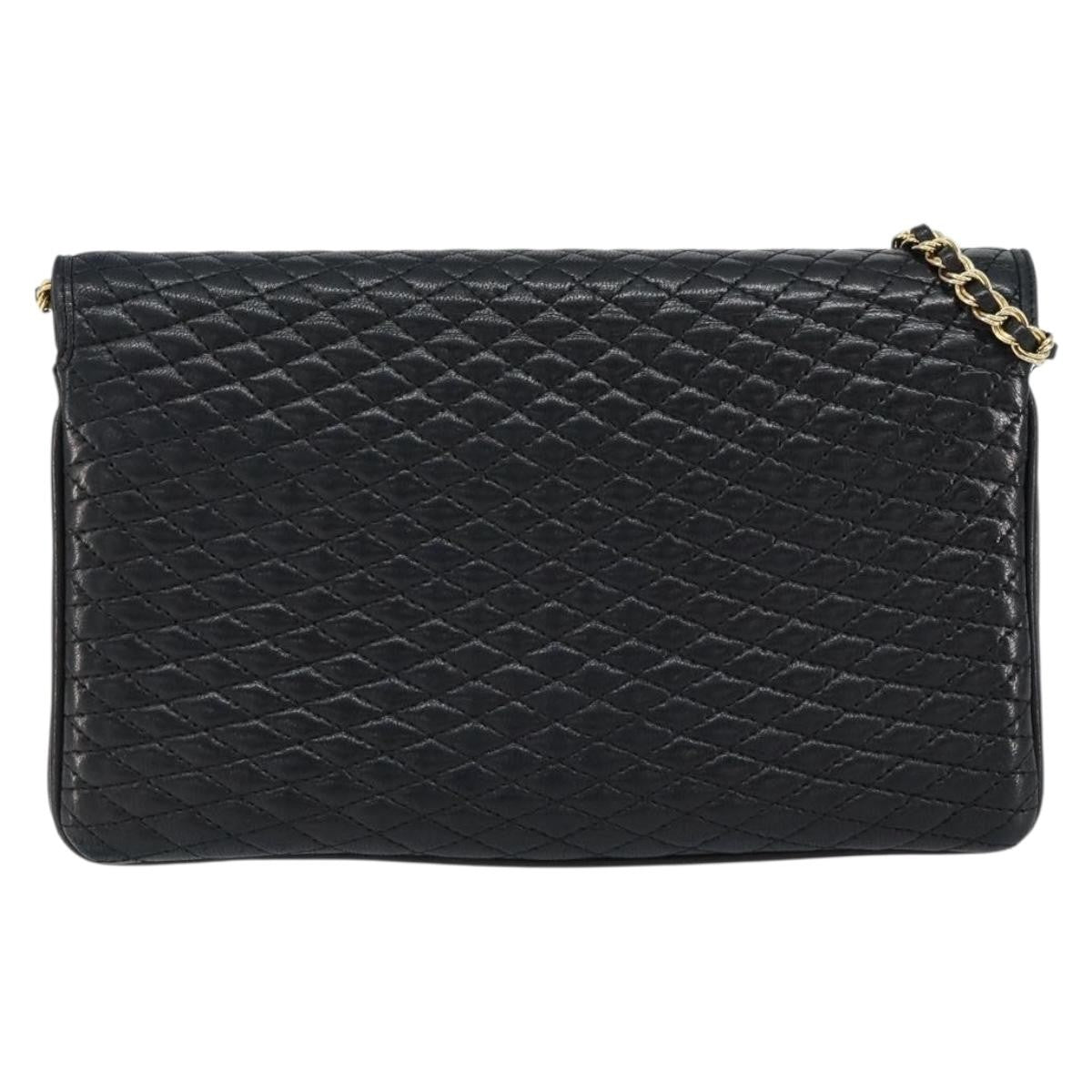 Bally Vintage Chain Quilted Leather Black Leather Shoulder Bag Bag (Pre-Owned)